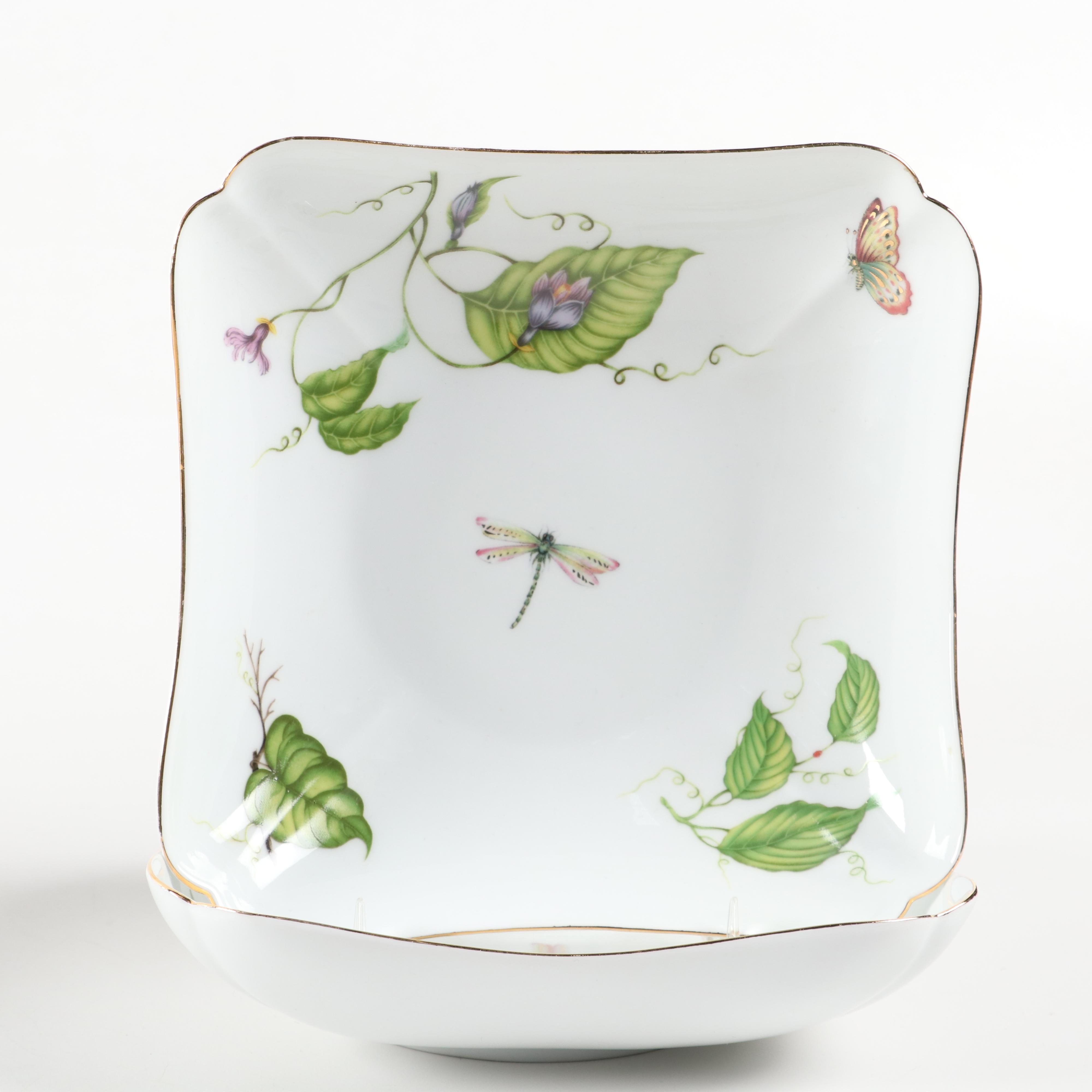 Queen's Dragonfly China Dinnerware and I. Godinger & Co. Porcelain Bowls