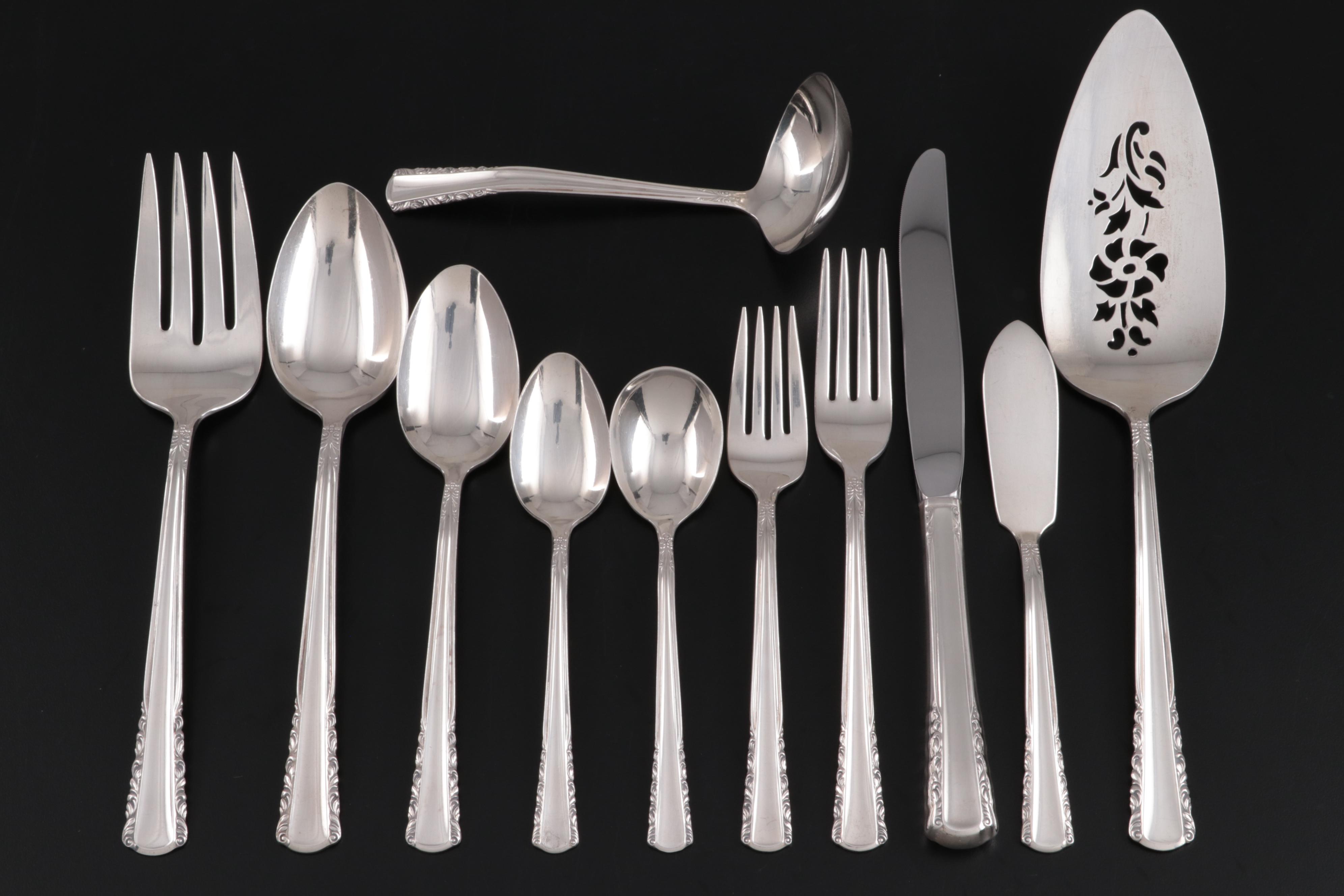 Holmes & Edwards "May Queen" Inlaid Silver Plate Flatware with Chest