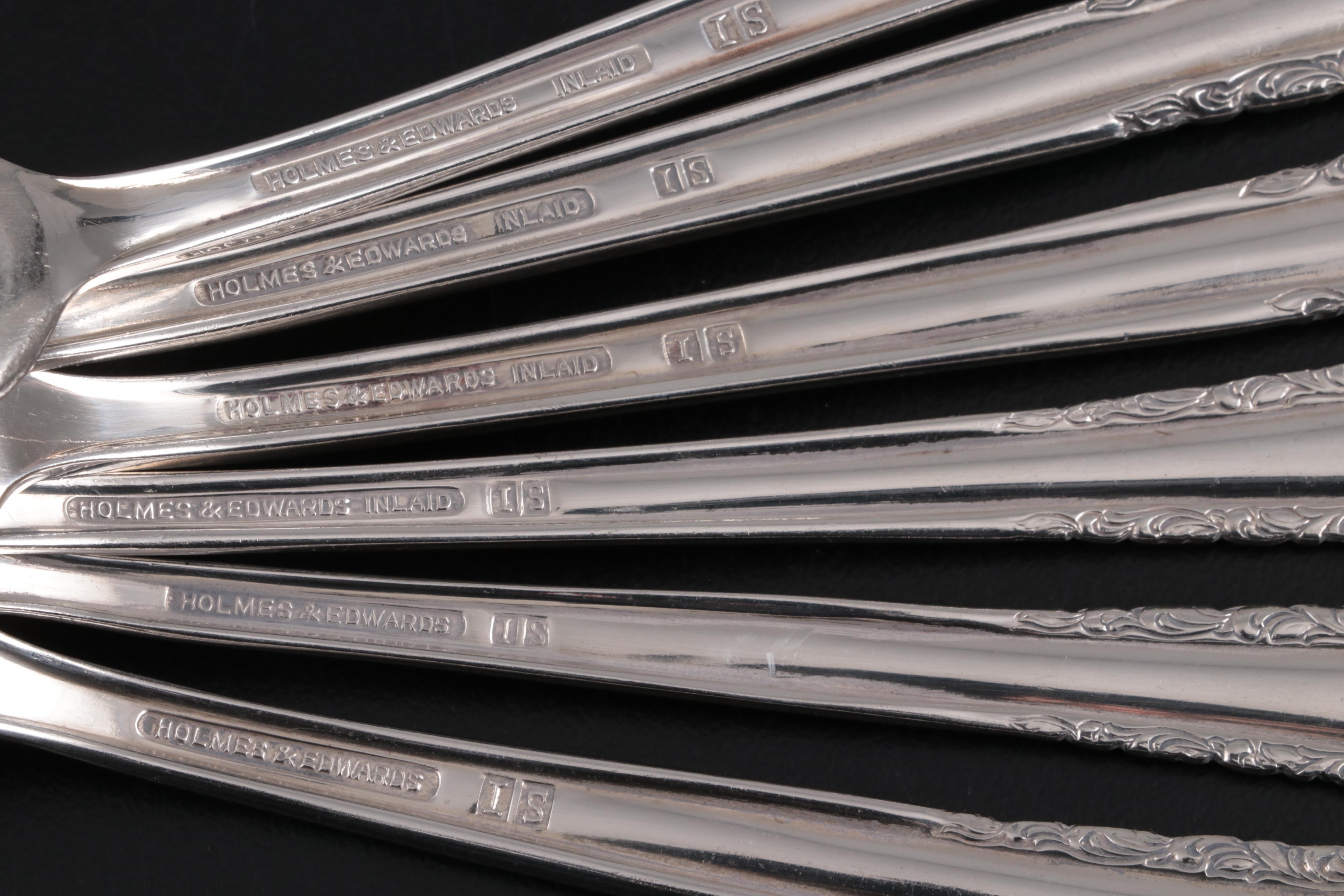 Holmes & Edwards "May Queen" Inlaid Silver Plate Flatware with Chest