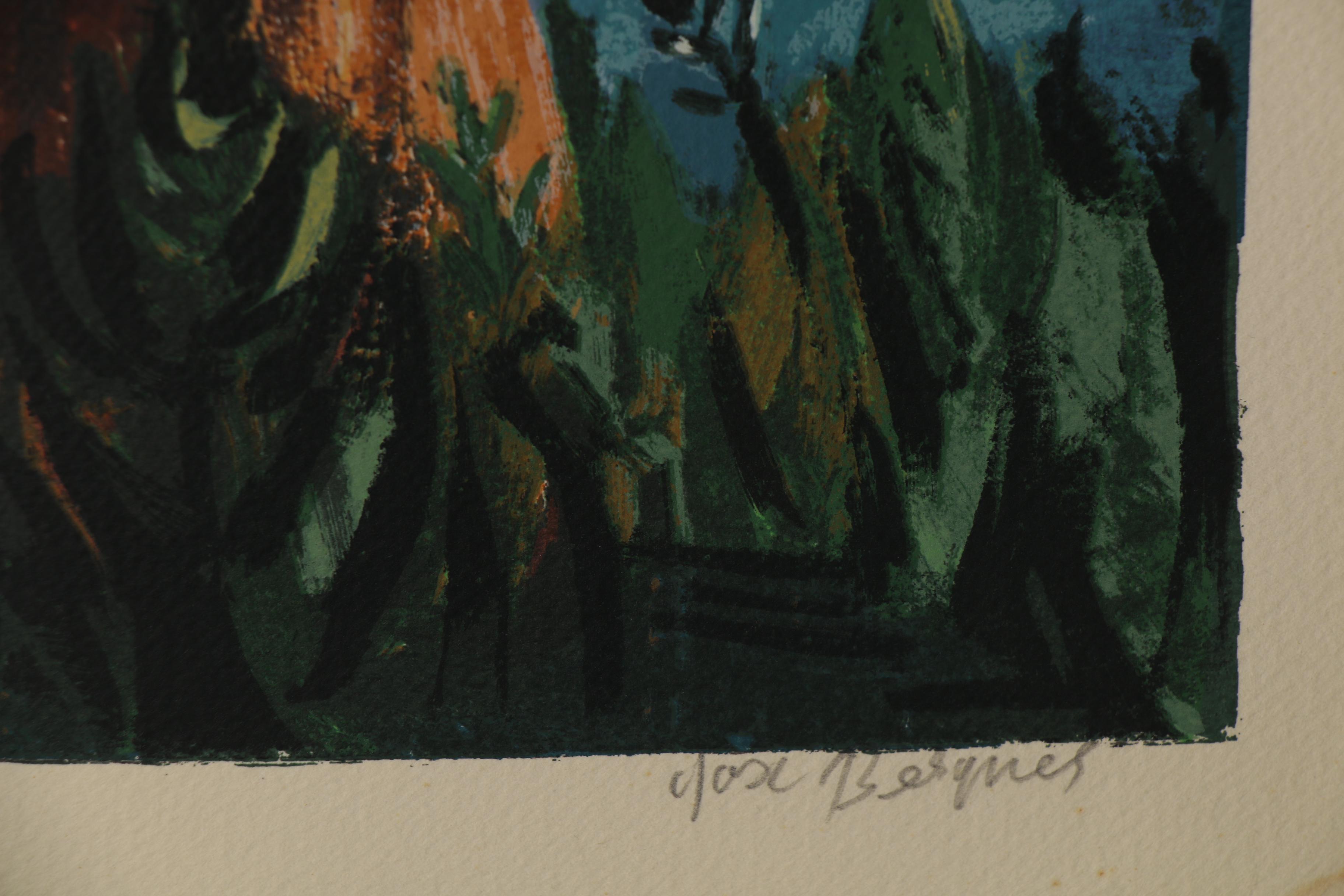 Yosl Bergner Serigraph "Three Girls and Butterfly," Mid-20th Century