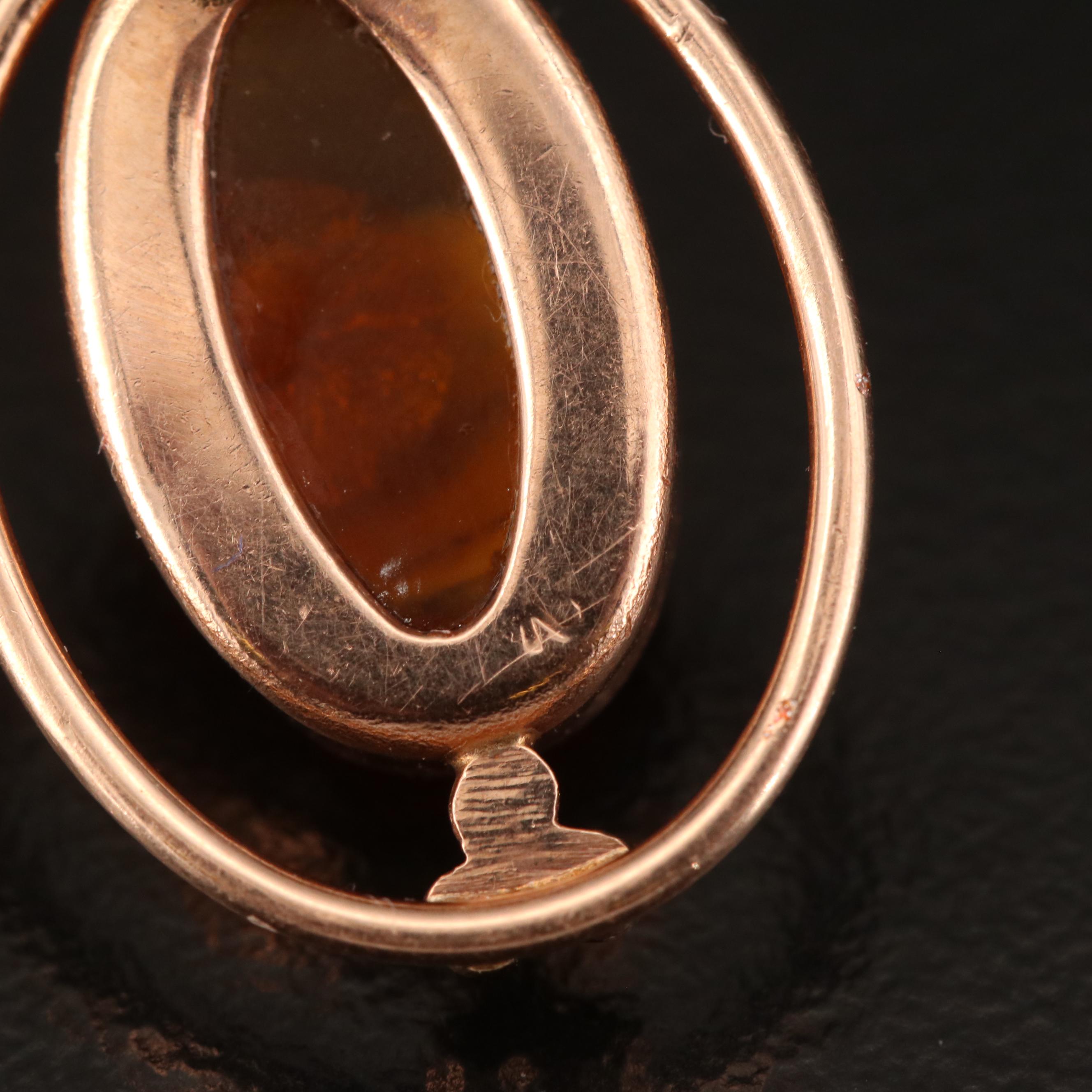 Russian 14K Amber Dangle Earrings