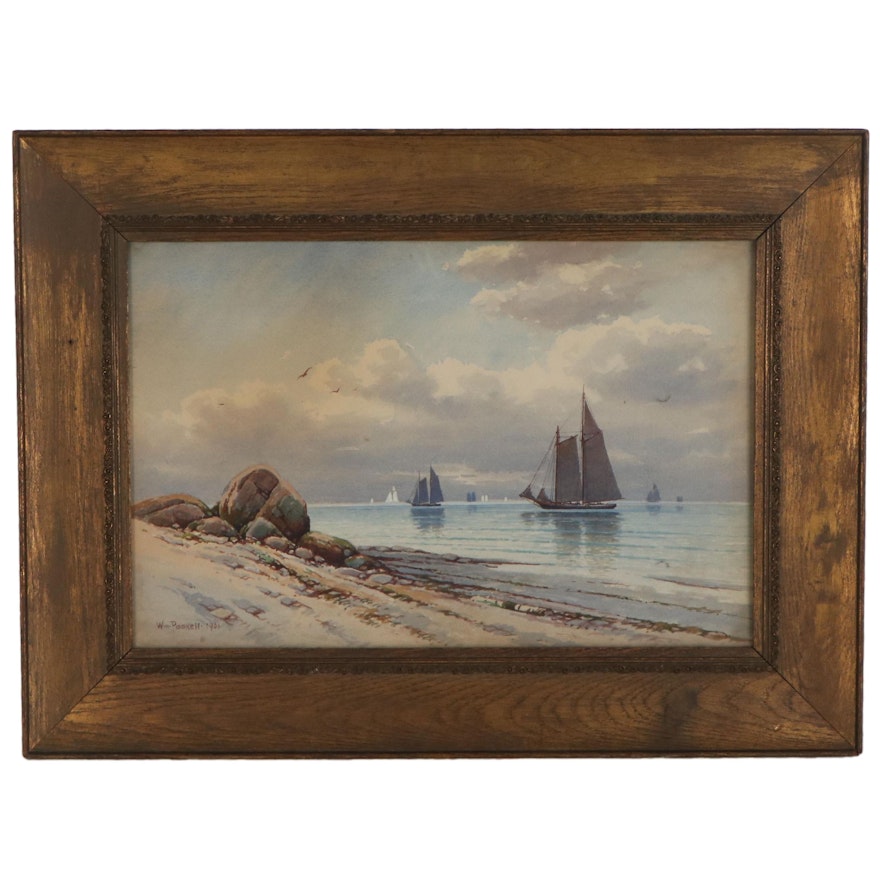 William Paskell Seascape Watercolor Painting, 1901