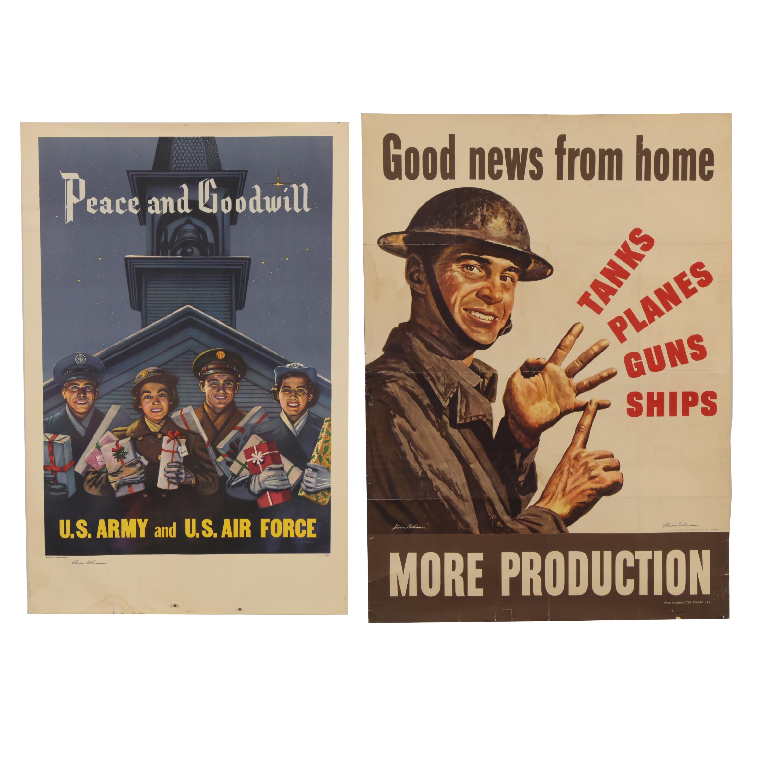 Stevan Dohanos Signed World War II Era Military Posters, Mid-20th Century