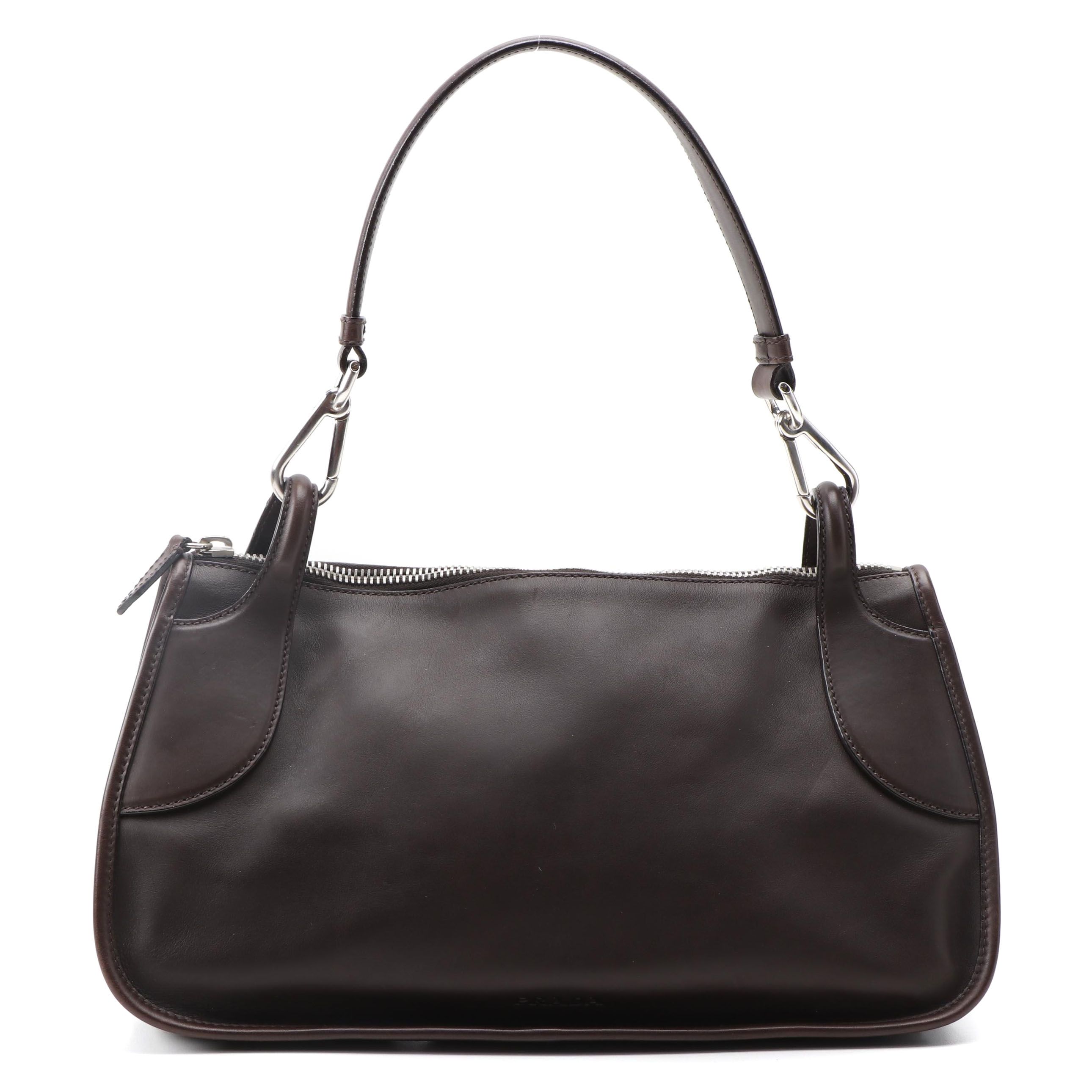 Prada Dark Brown Leather Shoulder Bag