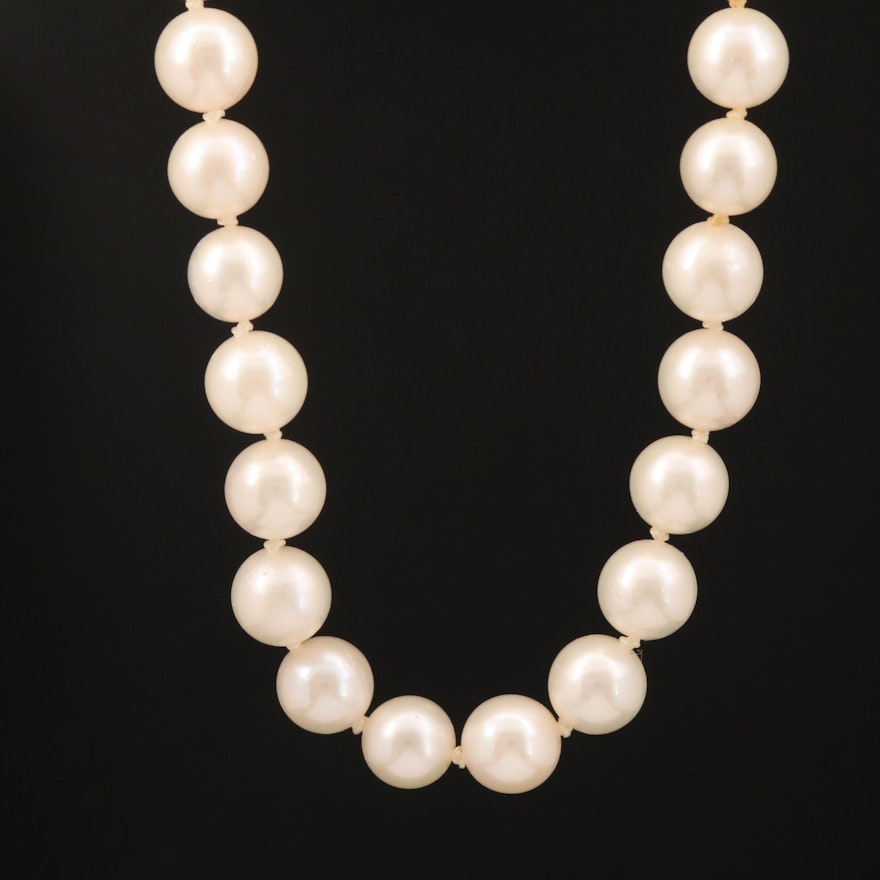 Knotted Pearl Necklace with 14K Clasp