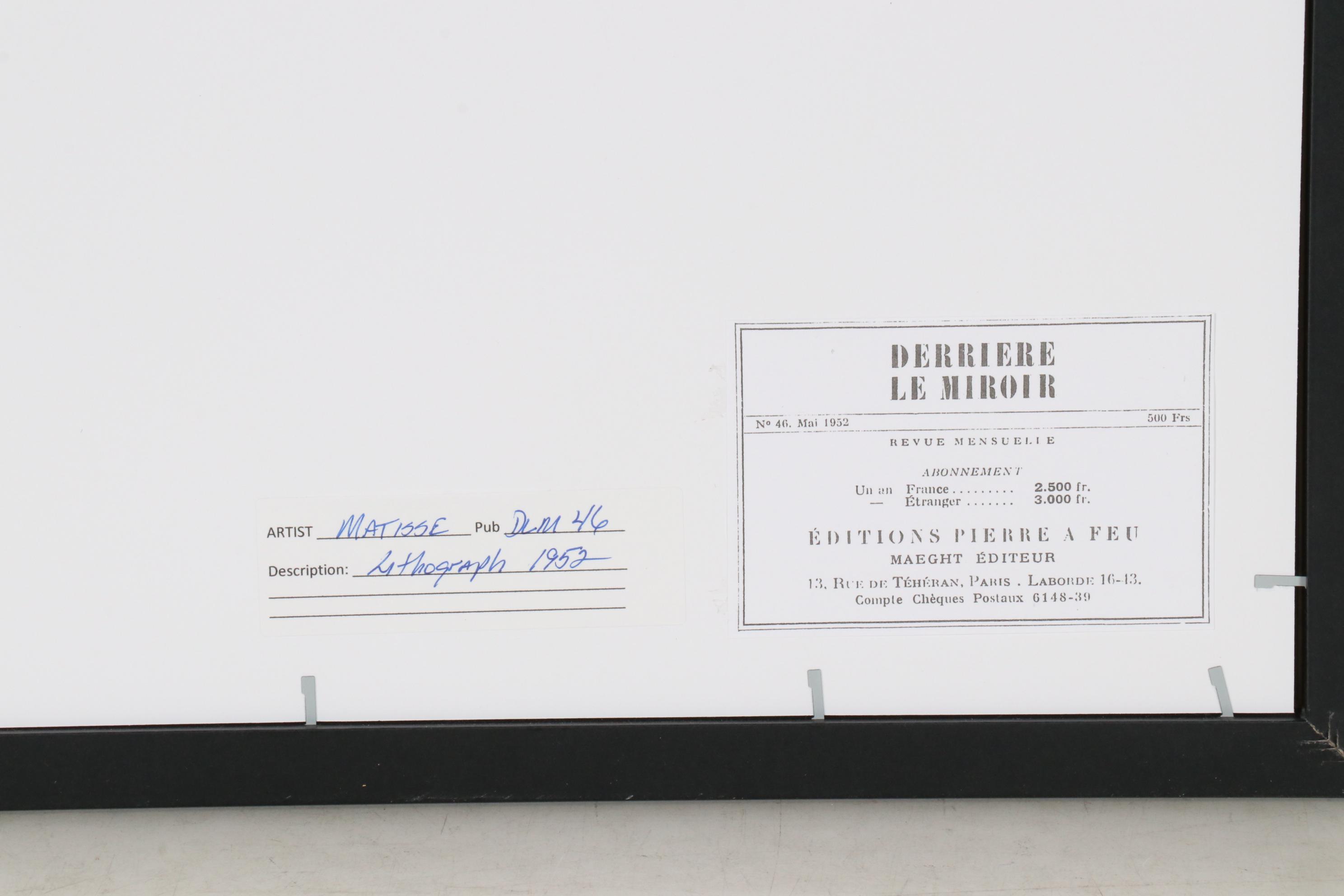 Halftone after Henri Matisse for "Derrière le Miroir," 1952