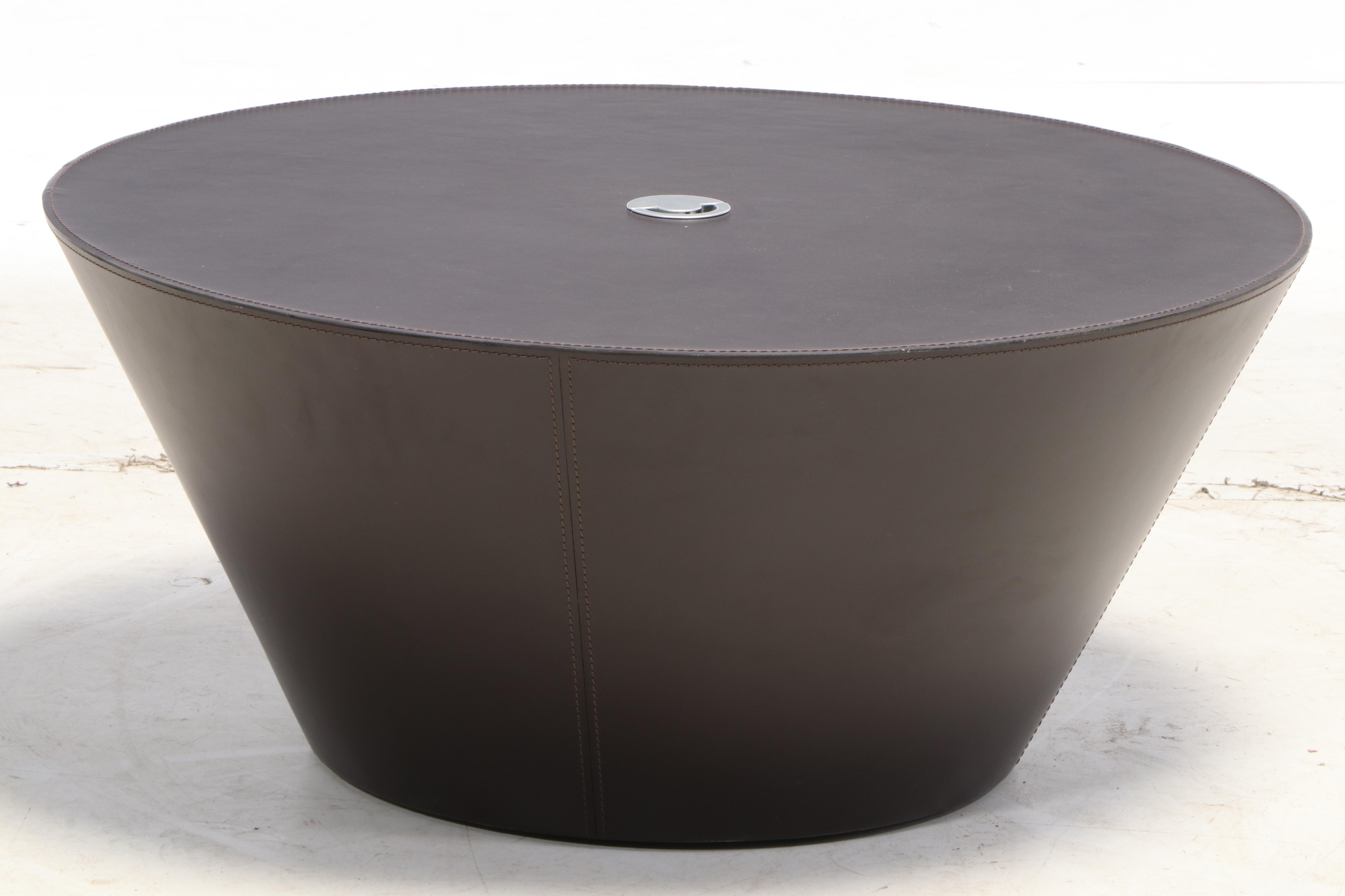 Contemporary Faux Leather Wrapped Coffee Table with Power Supply Port