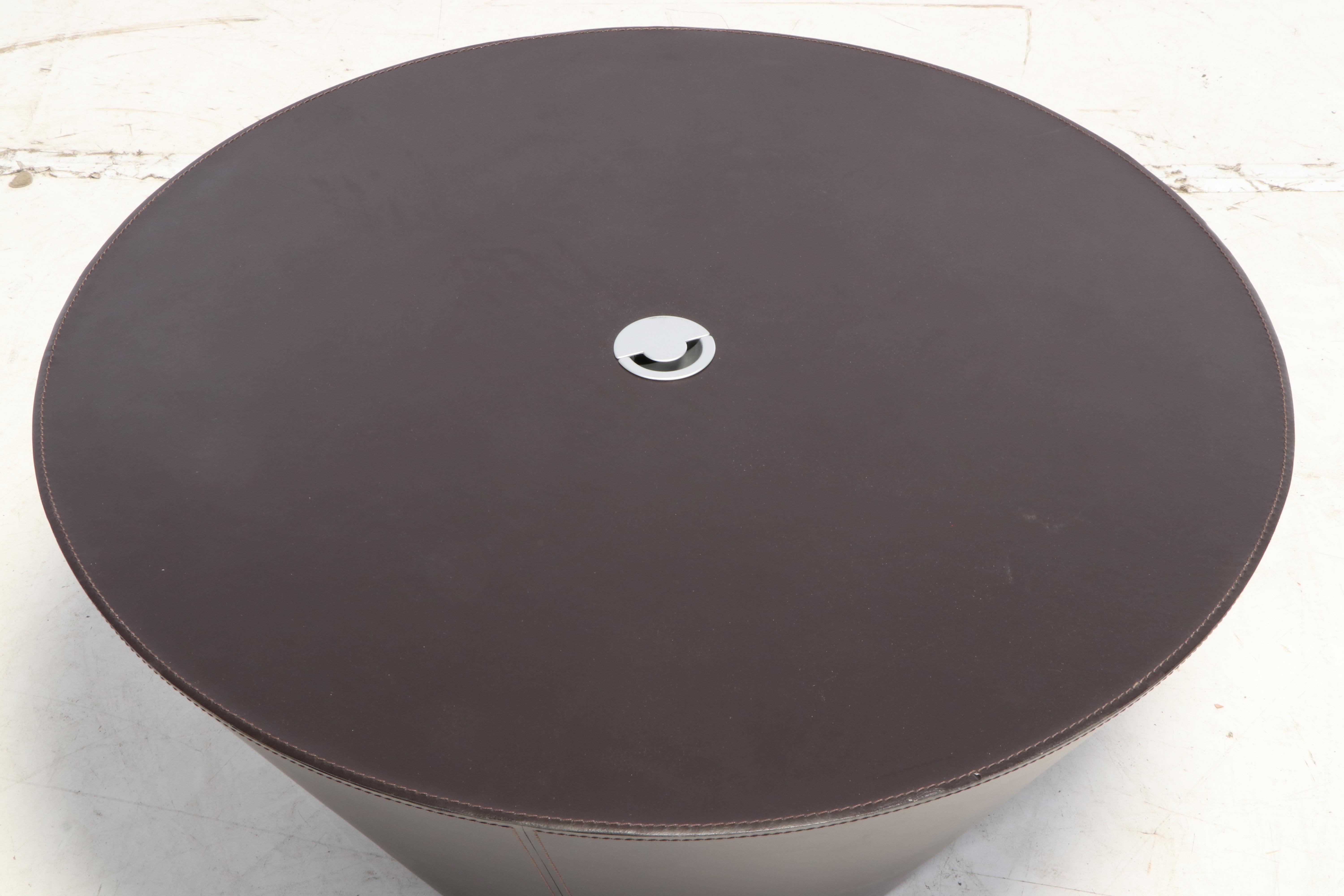 Contemporary Faux Leather Wrapped Coffee Table with Power Supply Port