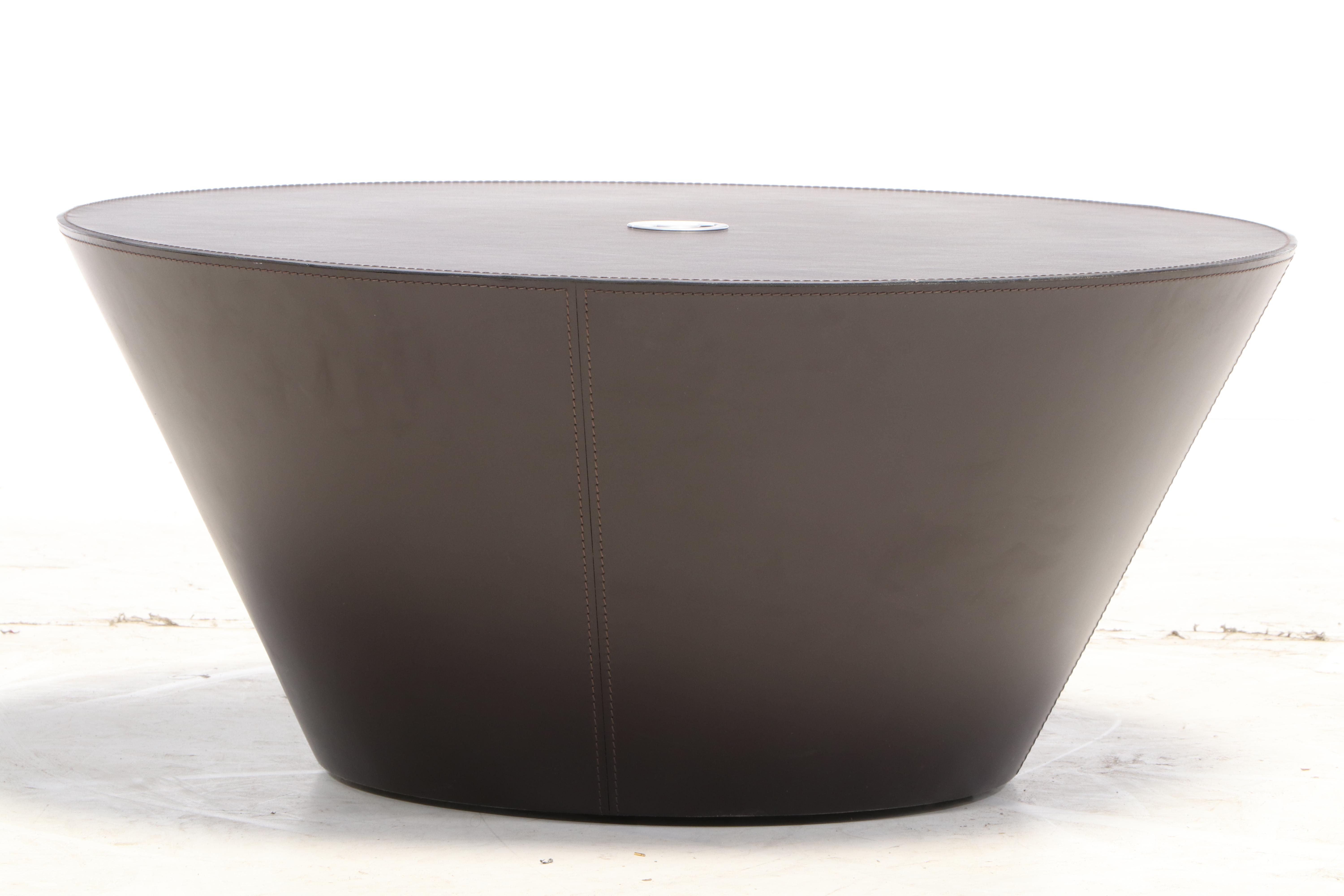 Contemporary Faux Leather Wrapped Coffee Table with Power Supply Port