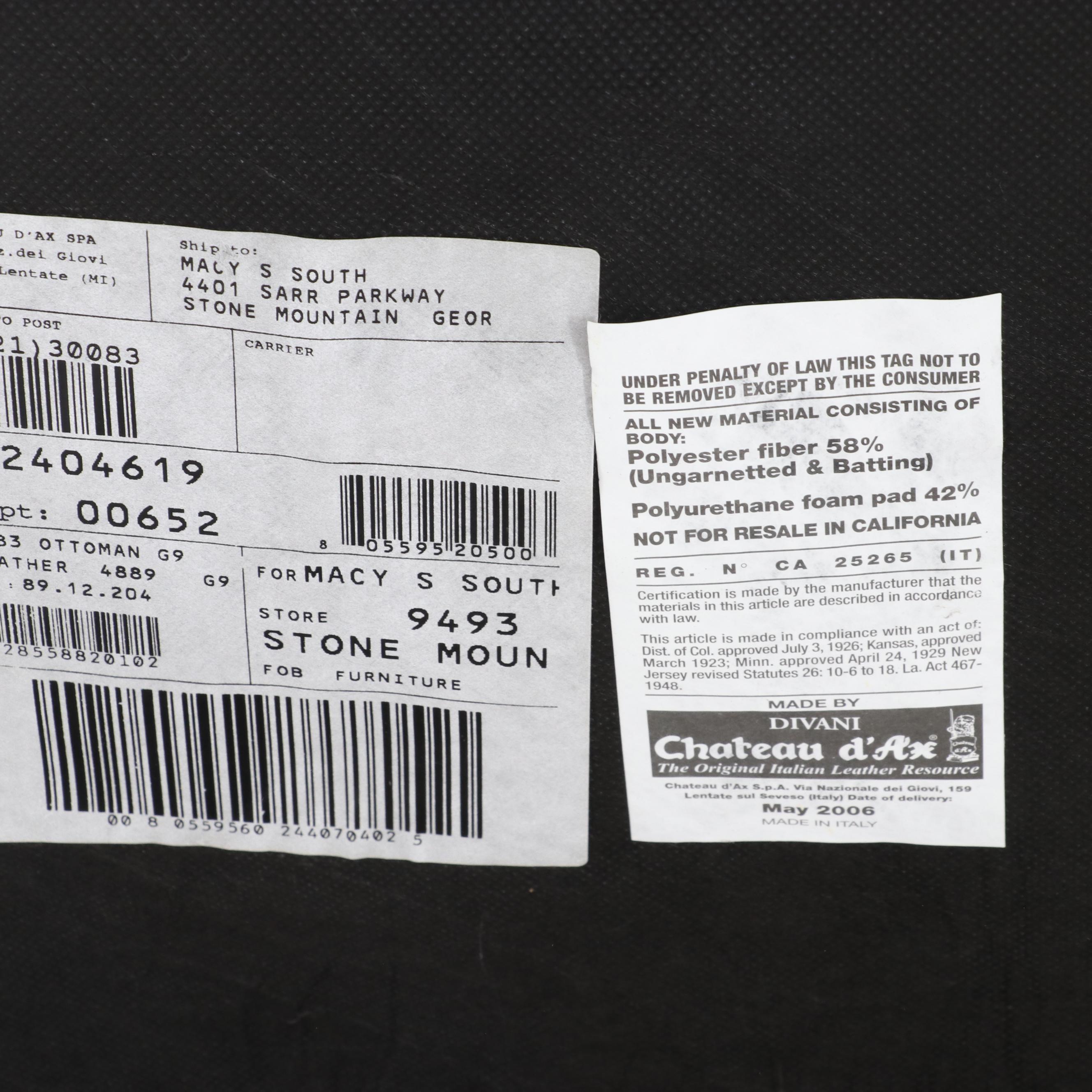 Divani Chateau d'Ax Italian Leather Arm Chair with Ottoman