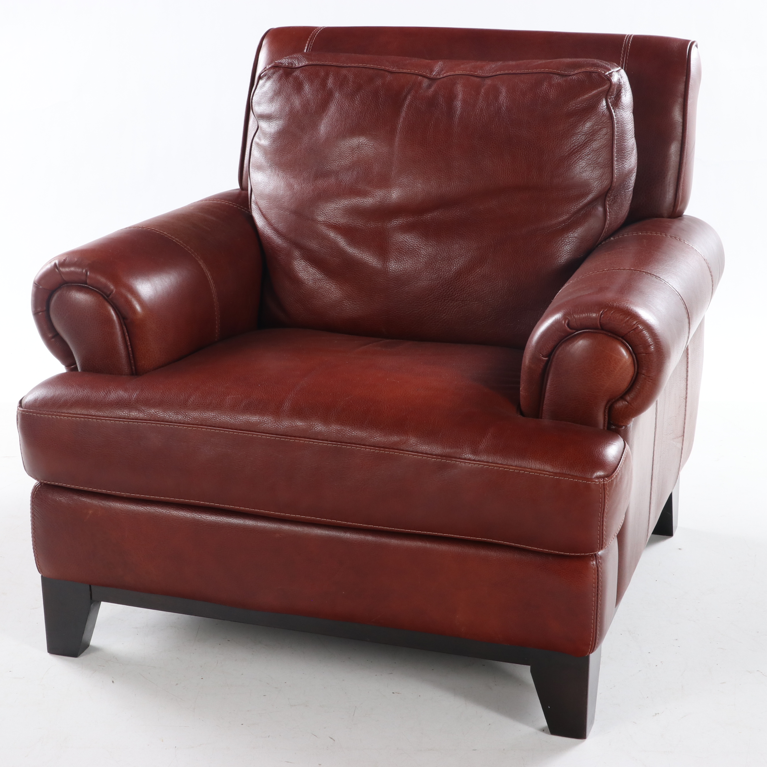 Divani Chateau d'Ax Italian Leather Arm Chair with Ottoman
