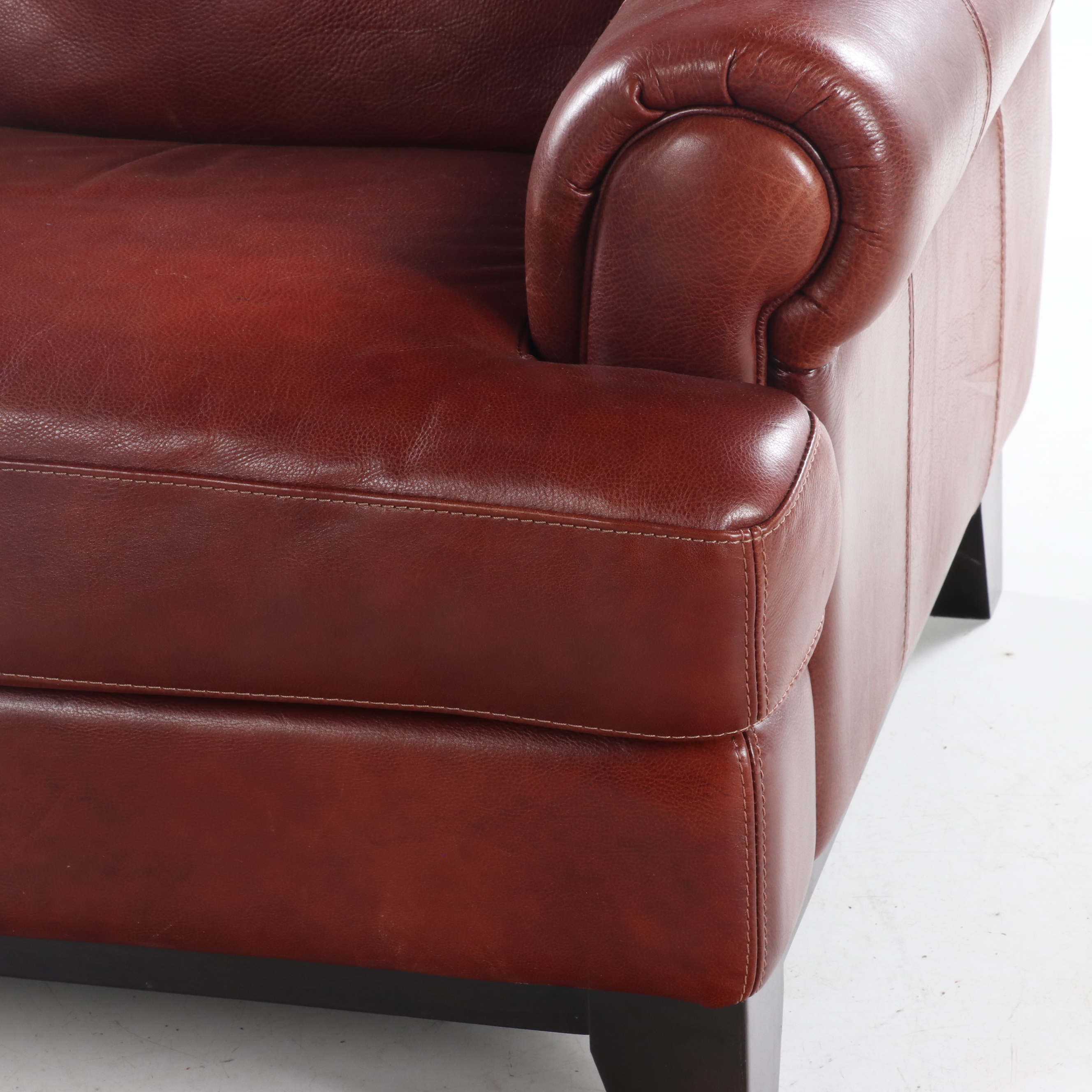 Divani Chateau d'Ax Italian Leather Arm Chair with Ottoman
