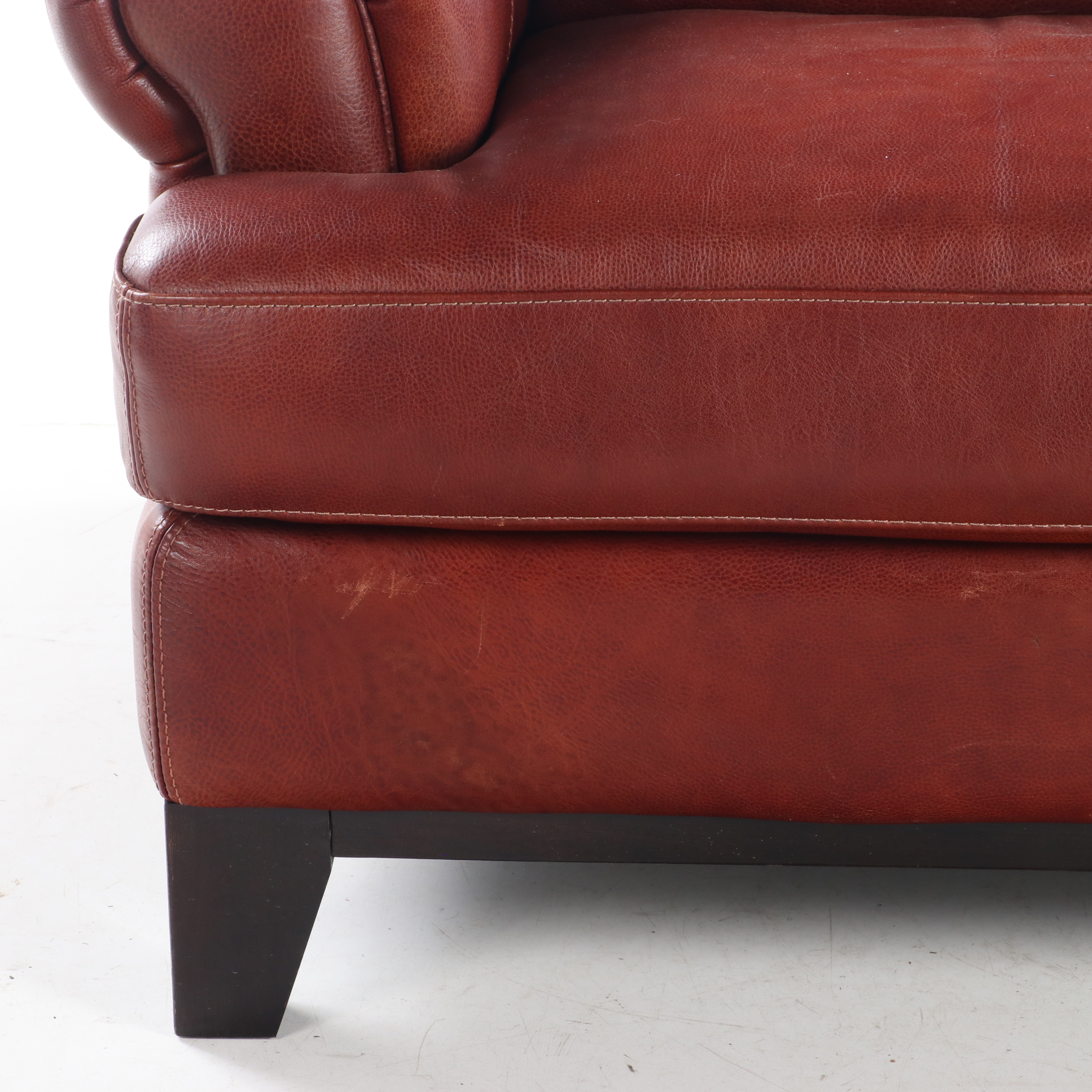 Divani Chateau d'Ax Italian Leather Arm Chair with Ottoman