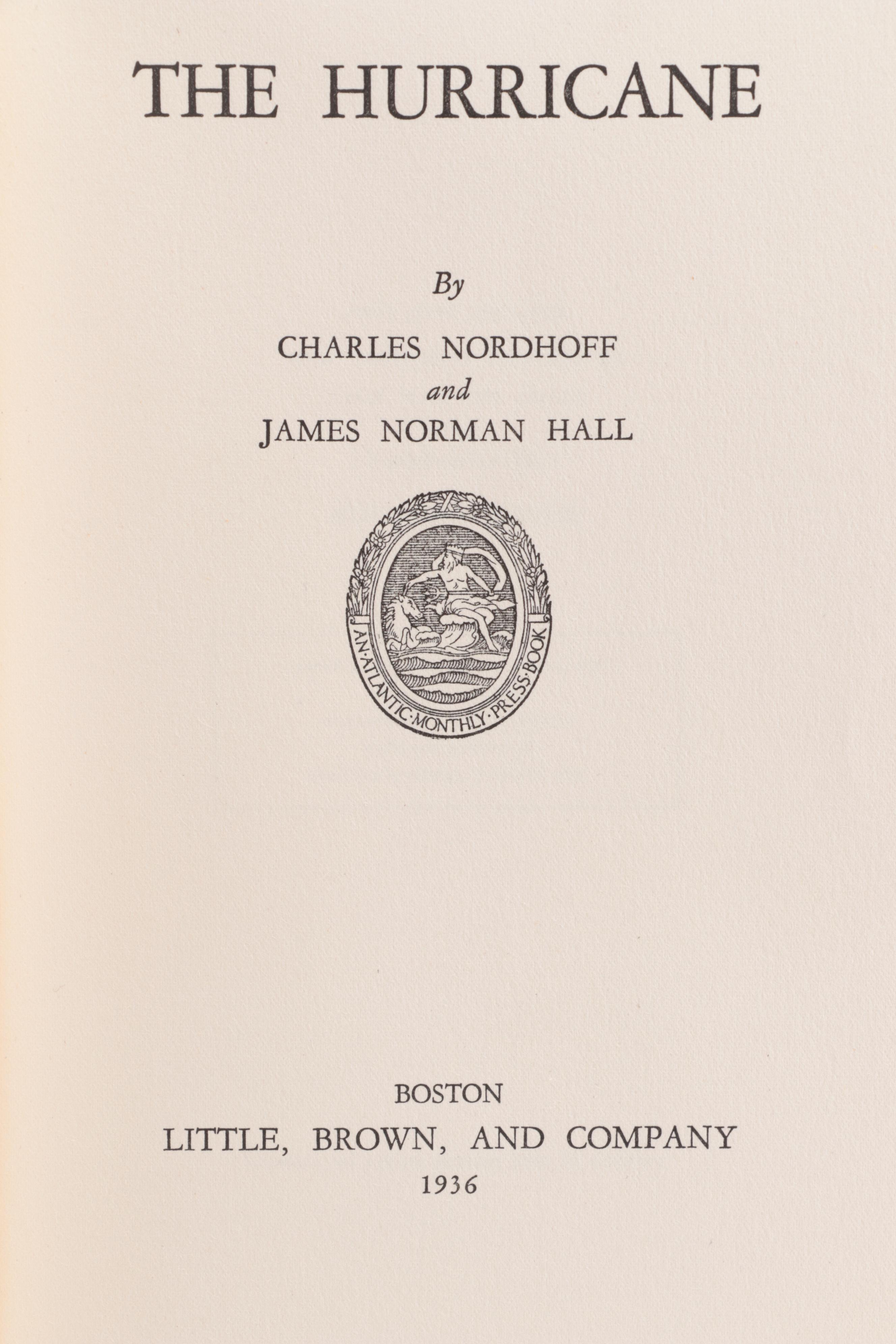 First Edition "Hurricane" by Nordhoff and Hall and "Anthony Adverse" by Allen