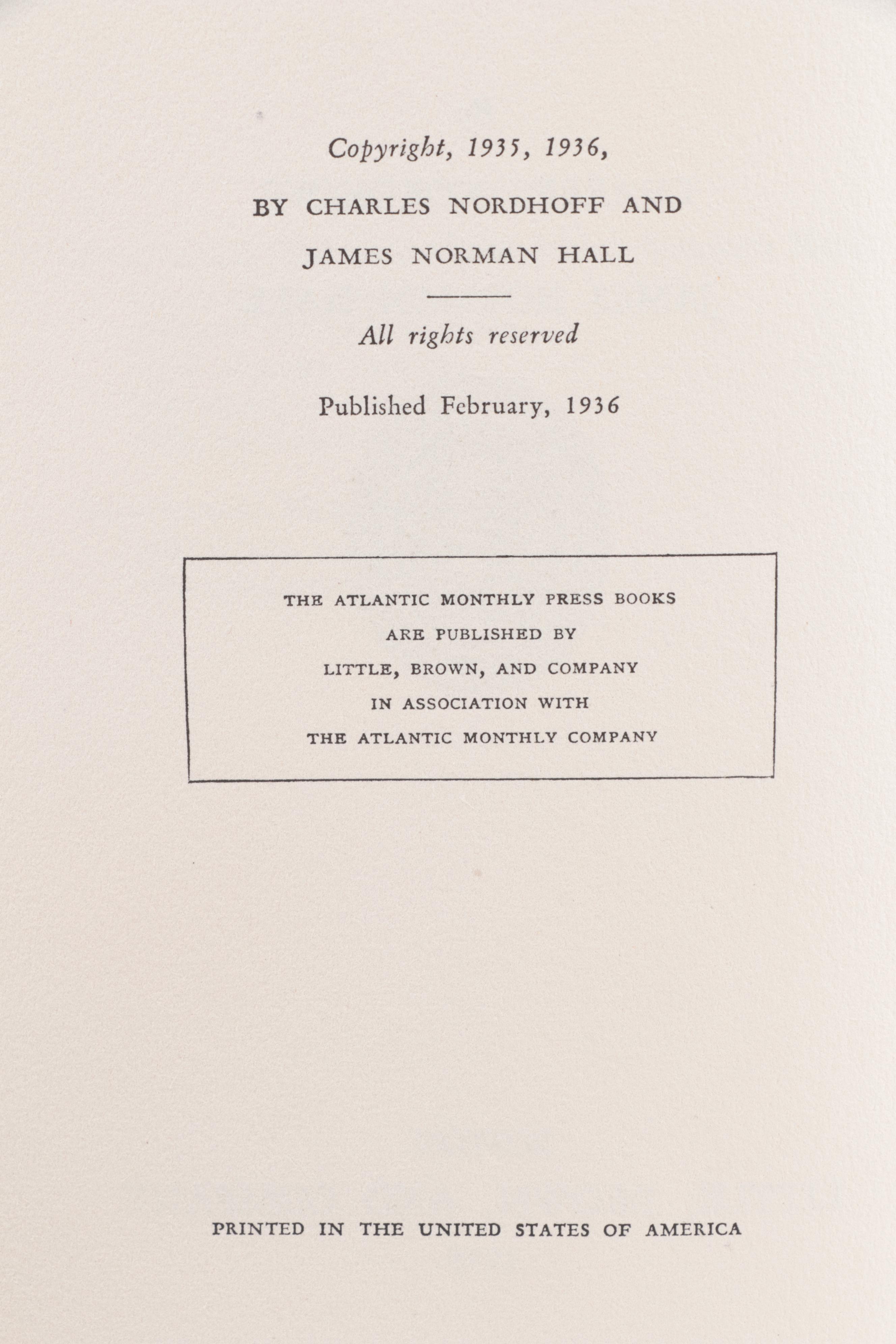 First Edition "Hurricane" by Nordhoff and Hall and "Anthony Adverse" by Allen