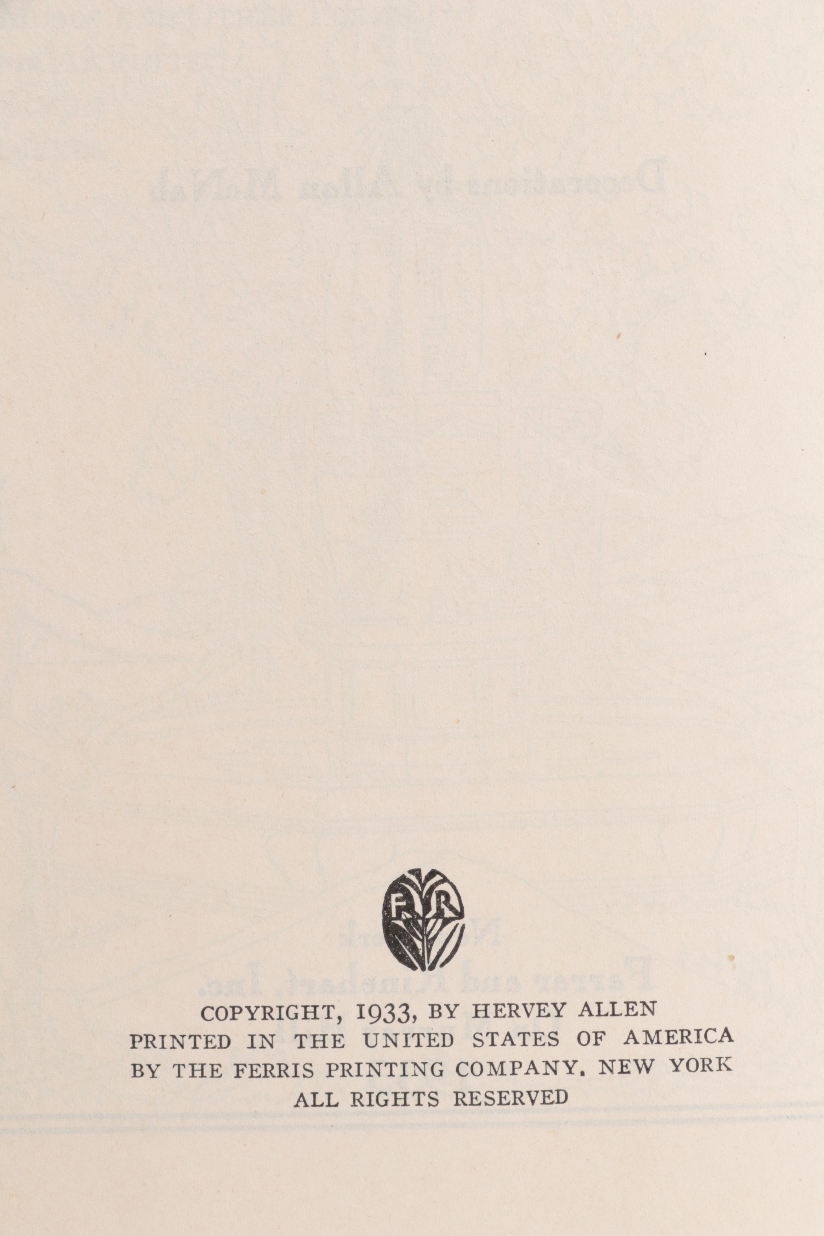 First Edition "Hurricane" by Nordhoff and Hall and "Anthony Adverse" by Allen