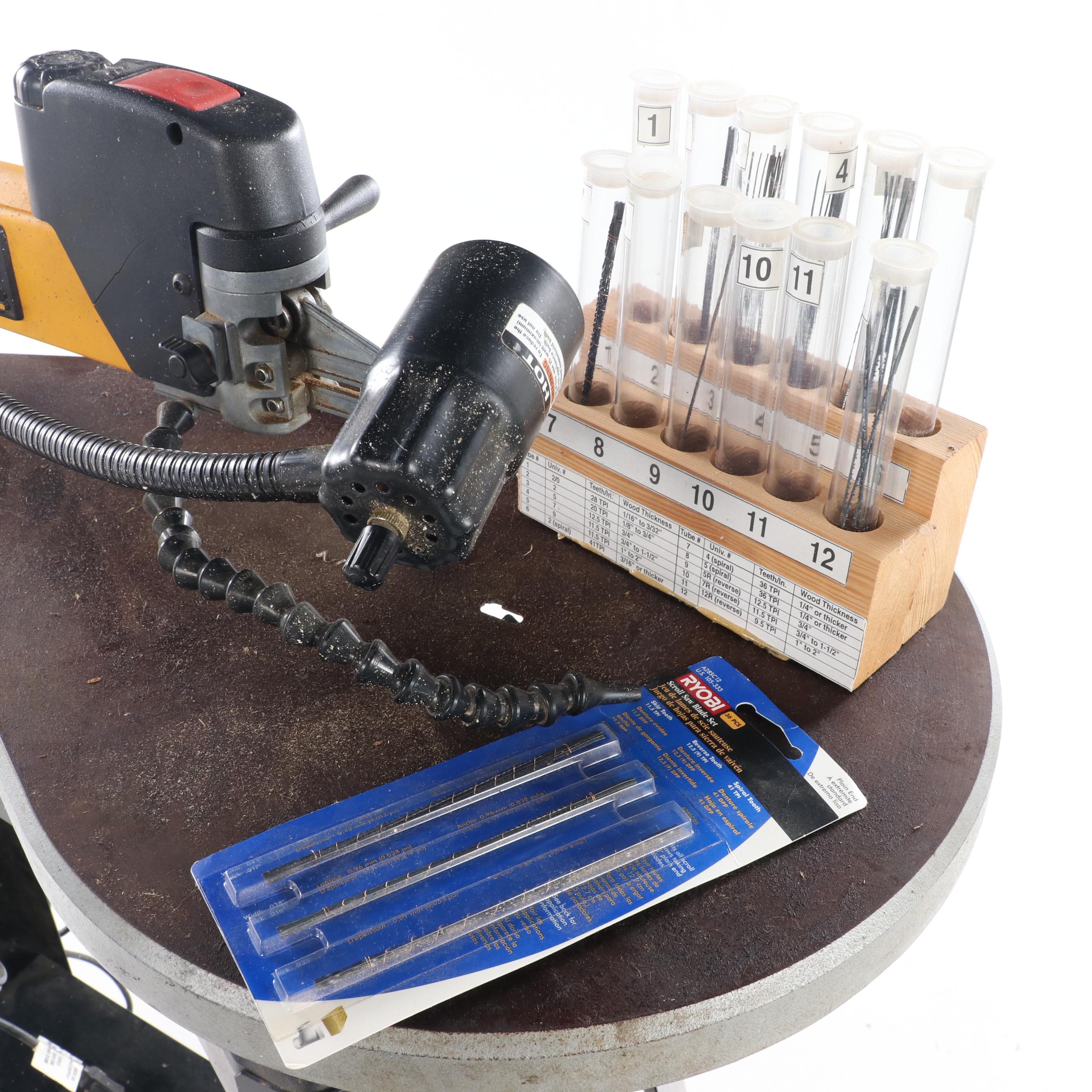 Dewalt Corded Electric Scroll Saw with Stand and Ryobi Blade Sets