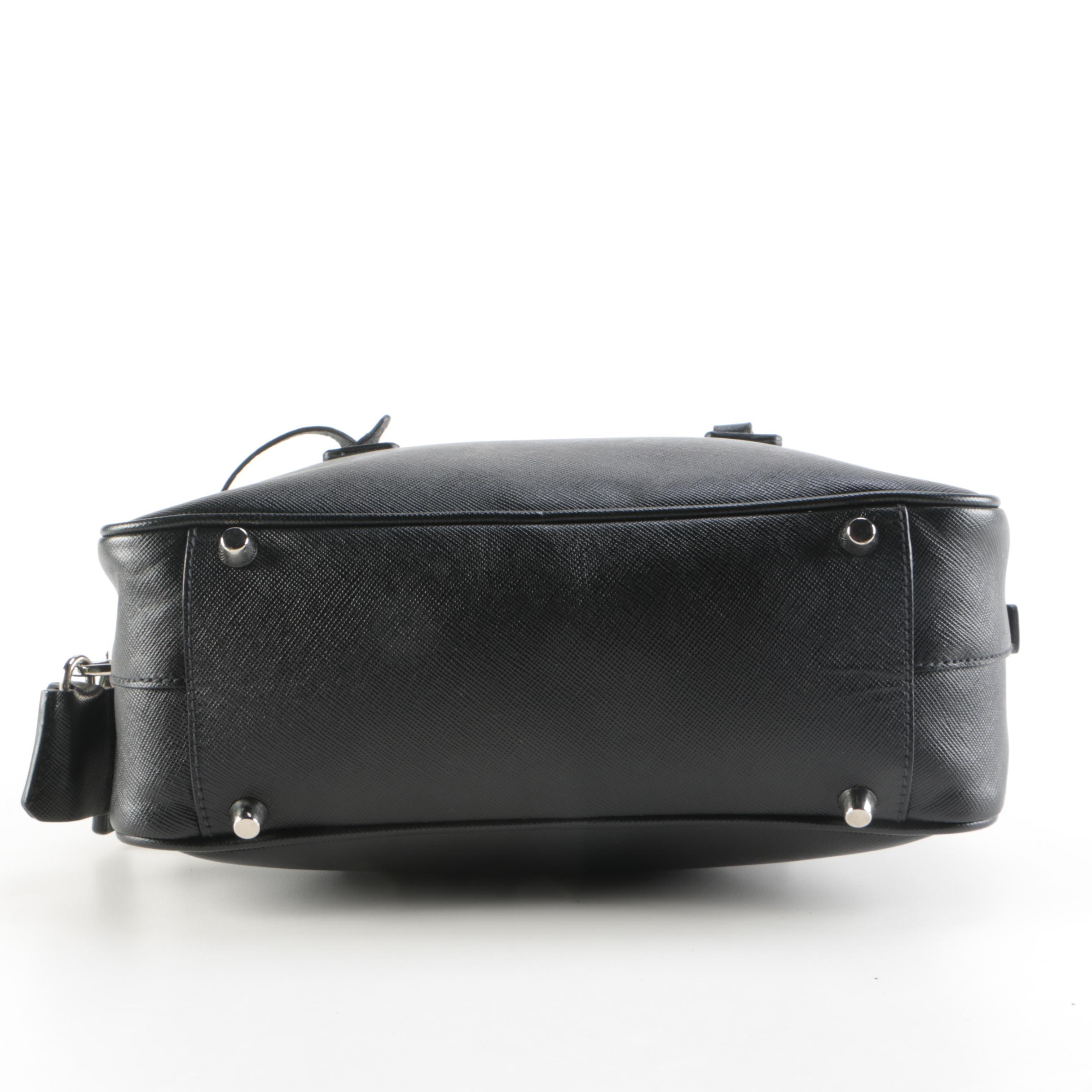 Prada Bauletto Small Black Saffiano Leather Bag