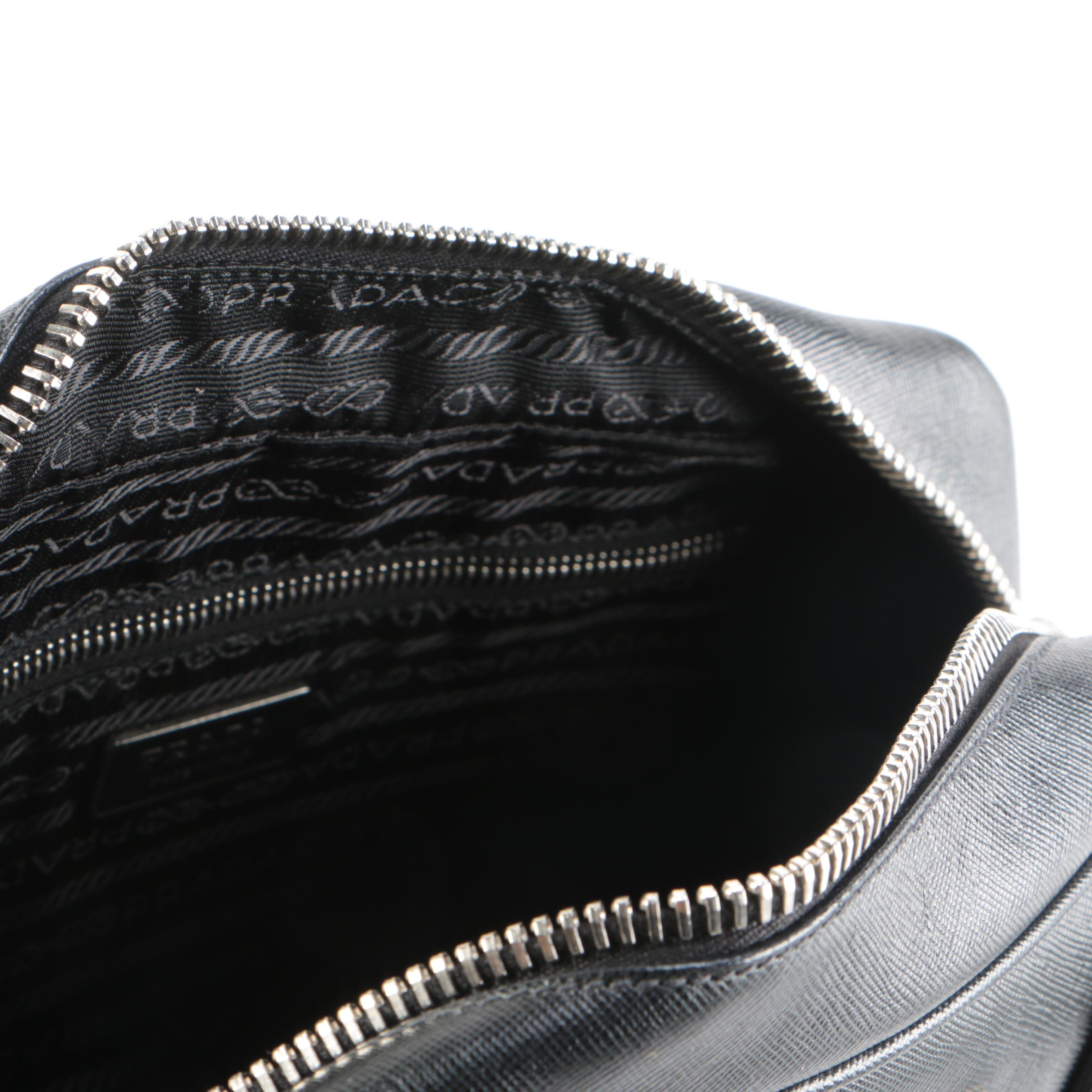 Prada Bauletto Small Black Saffiano Leather Bag