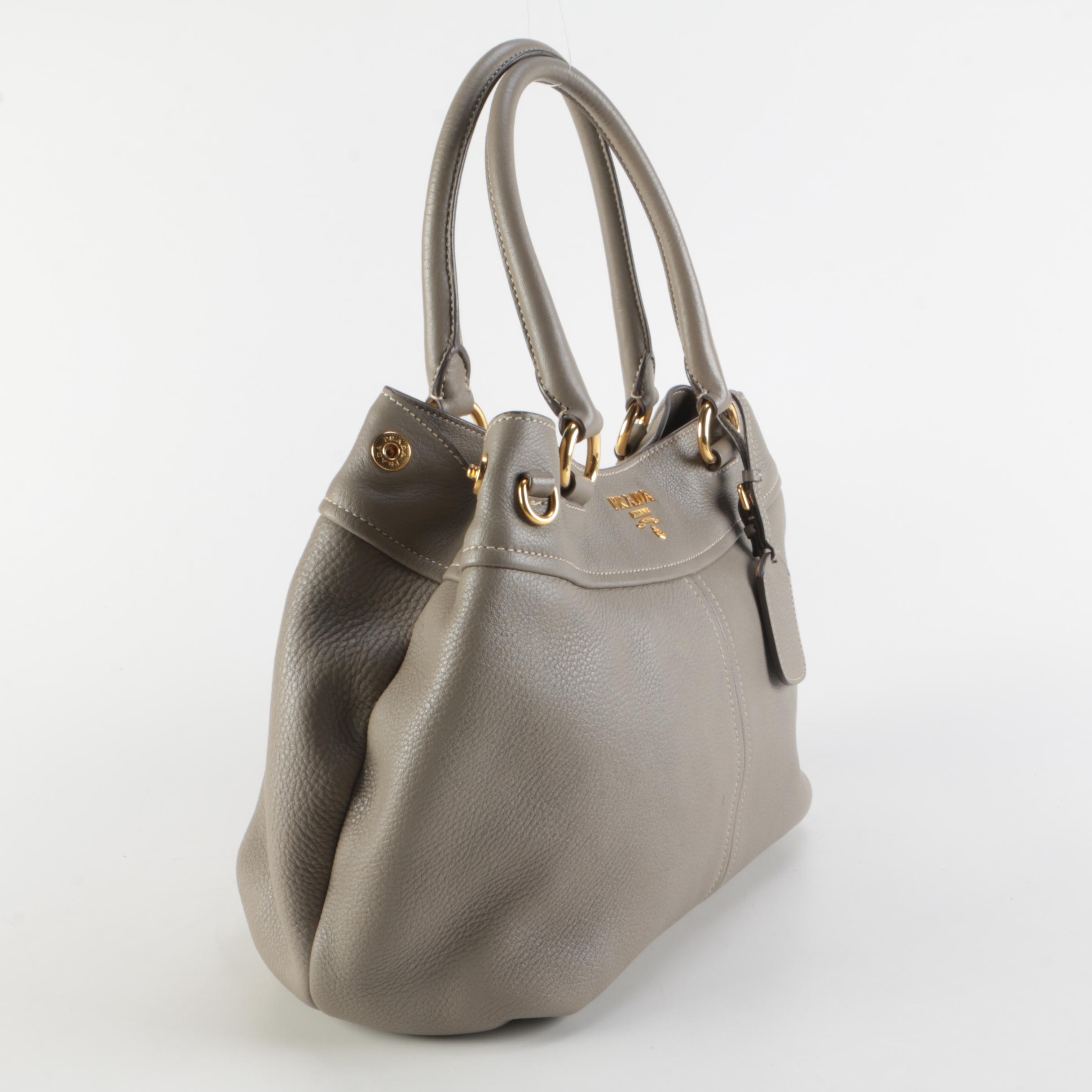 Prada Argilla Vitello Daino Leather Two-Way Bag