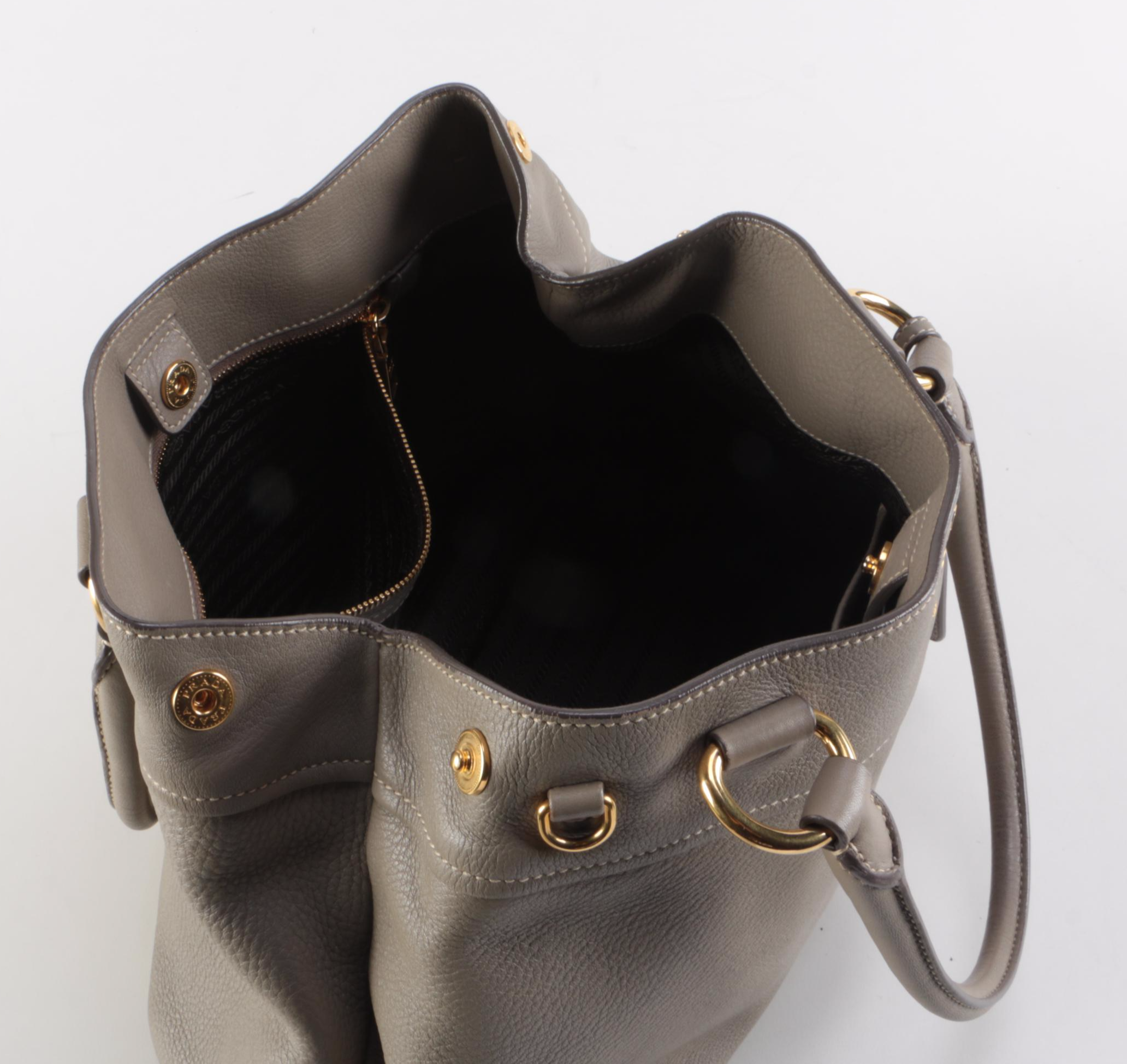 Prada Argilla Vitello Daino Leather Two-Way Bag