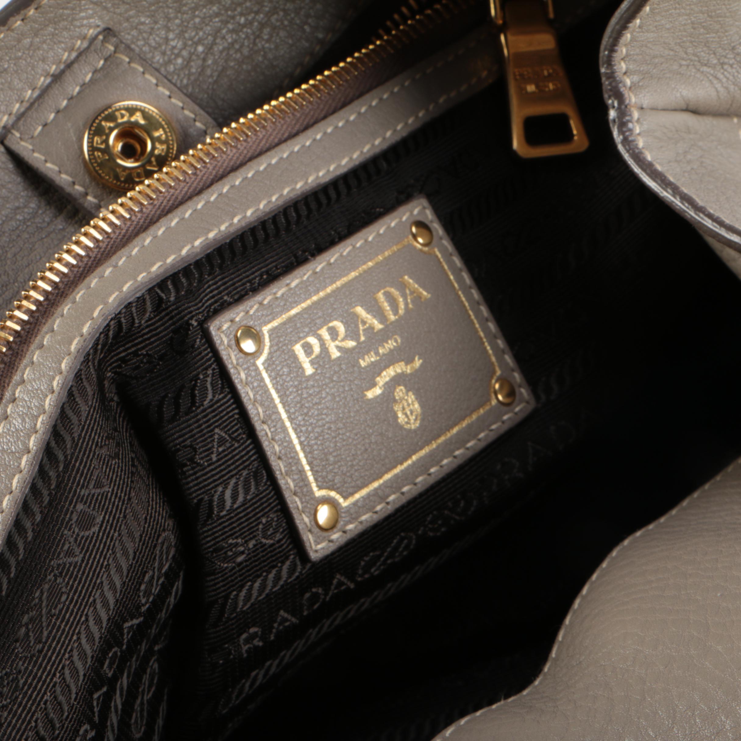 Prada Argilla Vitello Daino Leather Two-Way Bag