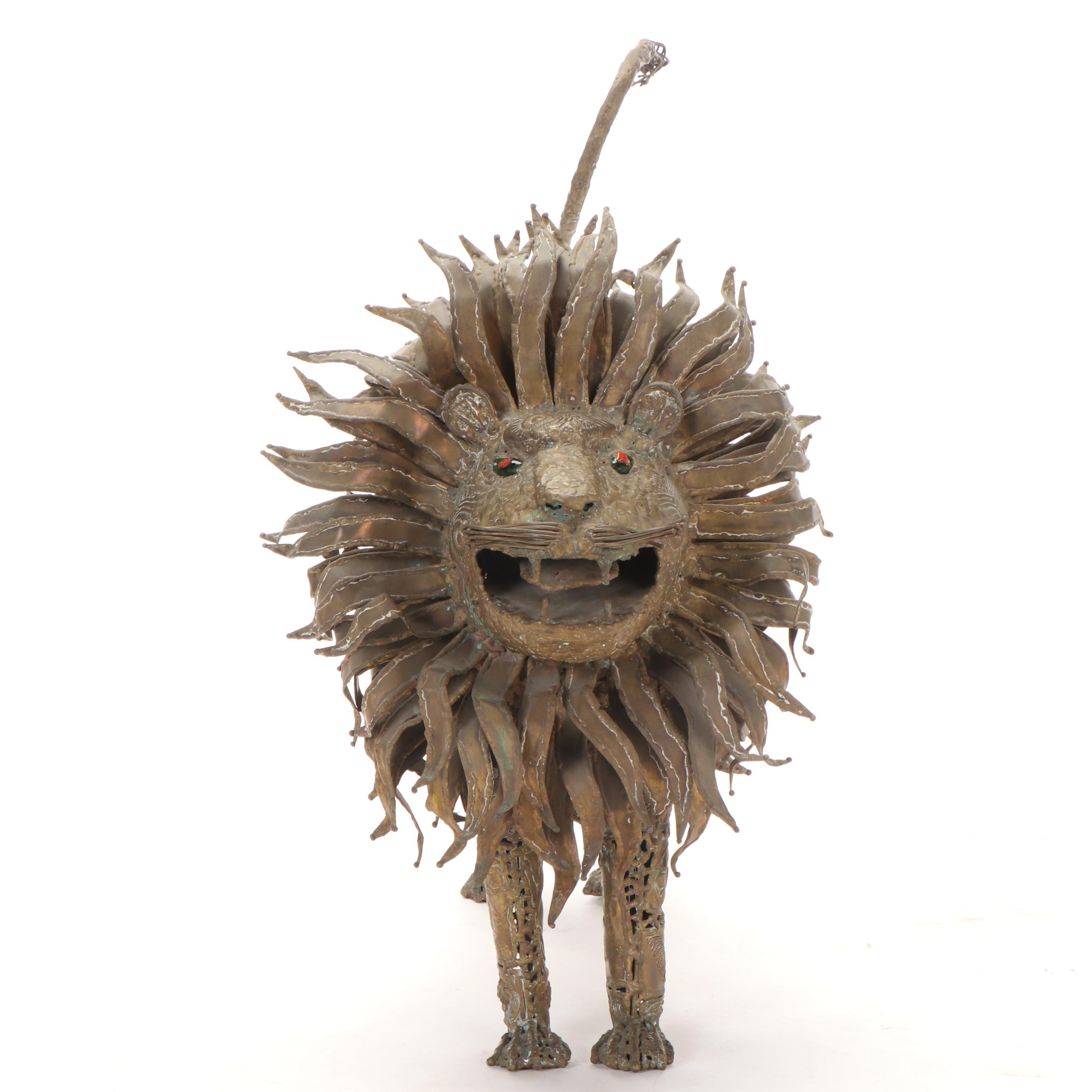 Repoussé Metal Lion Sculpture, 21st Century