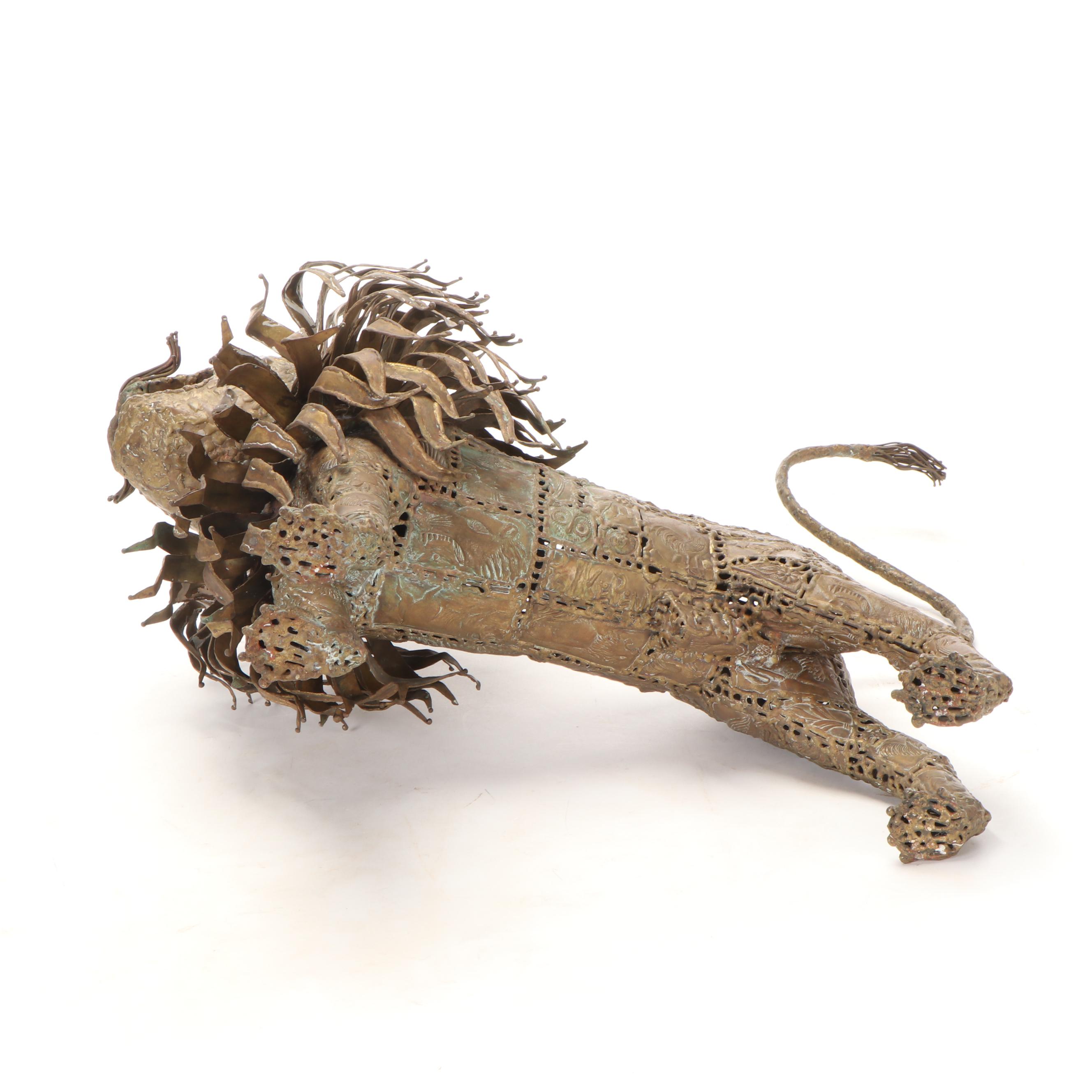Repoussé Metal Lion Sculpture, 21st Century
