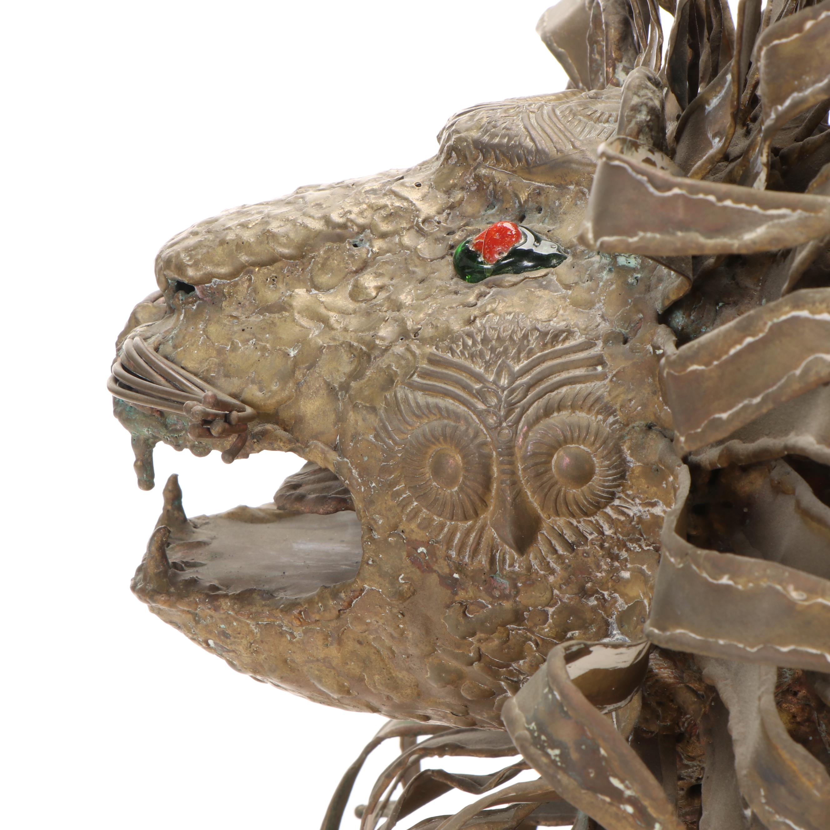 Repoussé Metal Lion Sculpture, 21st Century