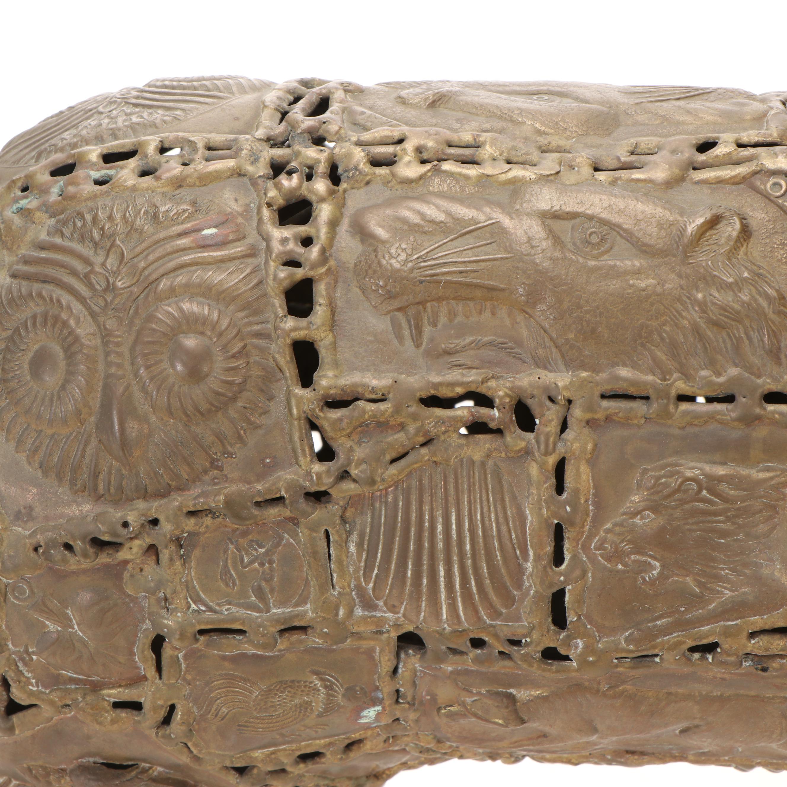 Repoussé Metal Lion Sculpture, 21st Century