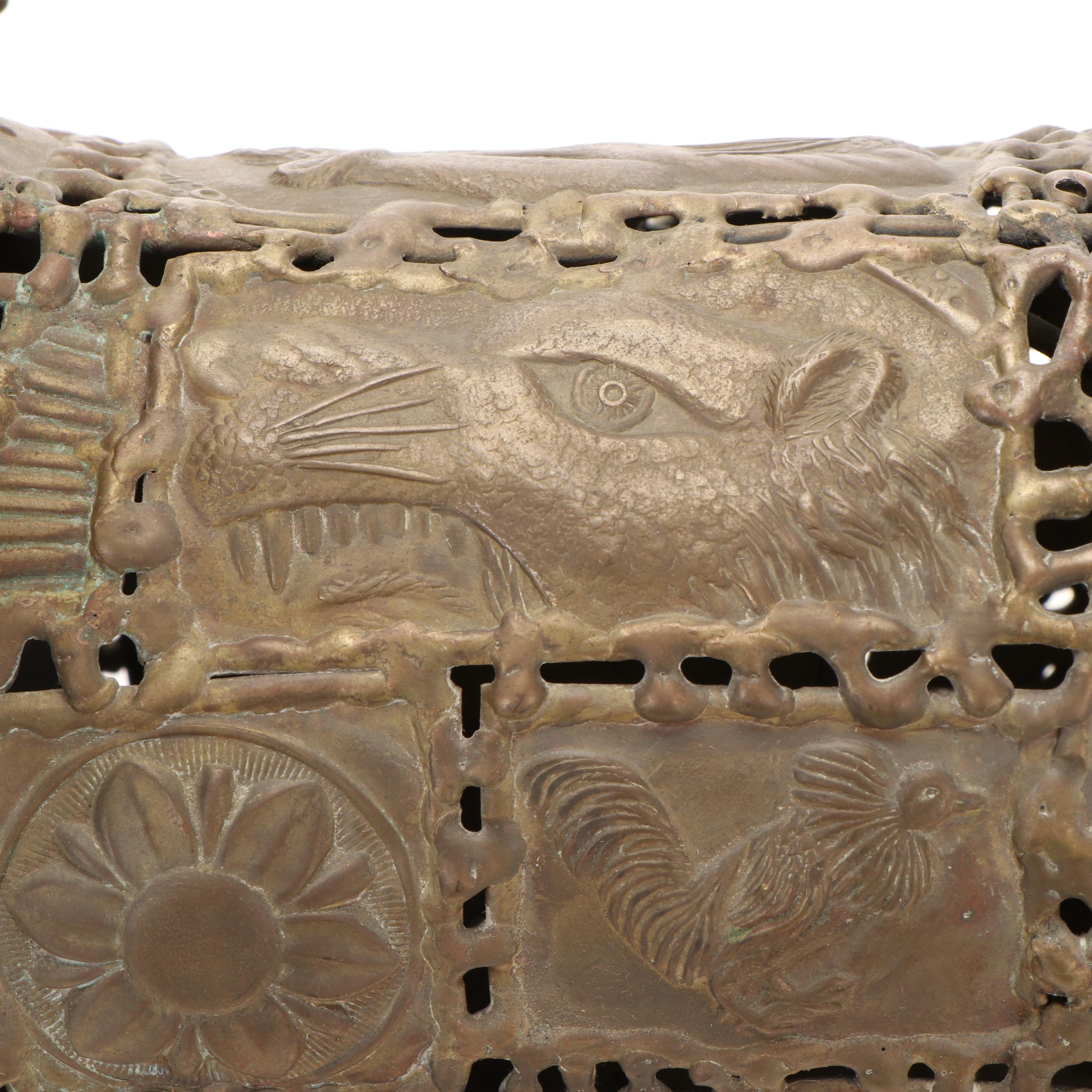 Repoussé Metal Lion Sculpture, 21st Century