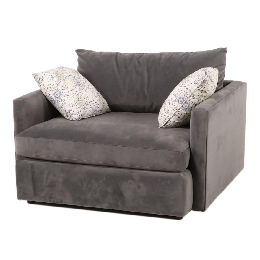 Crate & Barrel "Lounge II" Charcoal-Upholstered Chair-and-a-Half