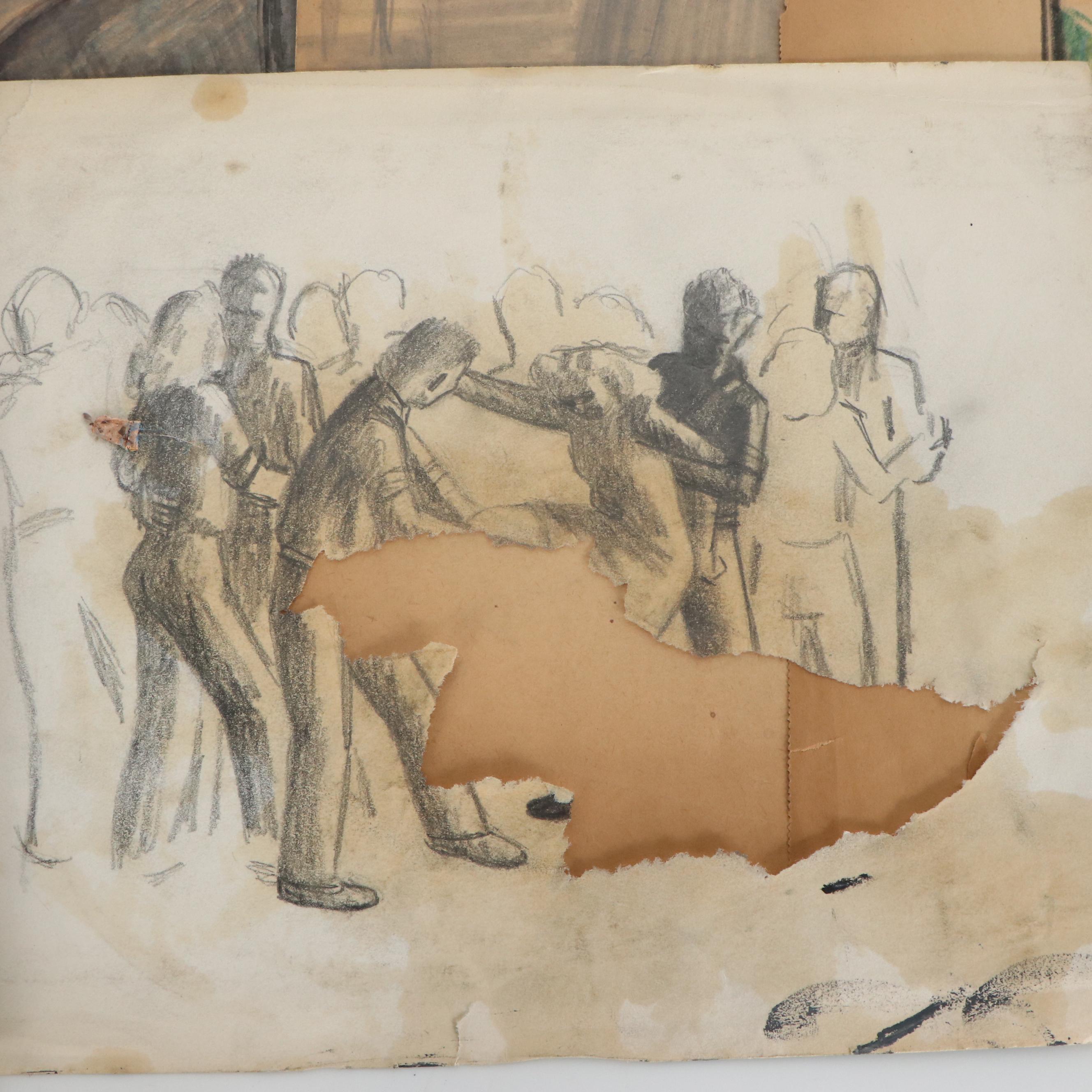 Florence Smithburn Figure Study Drawings, Mid-20th Century