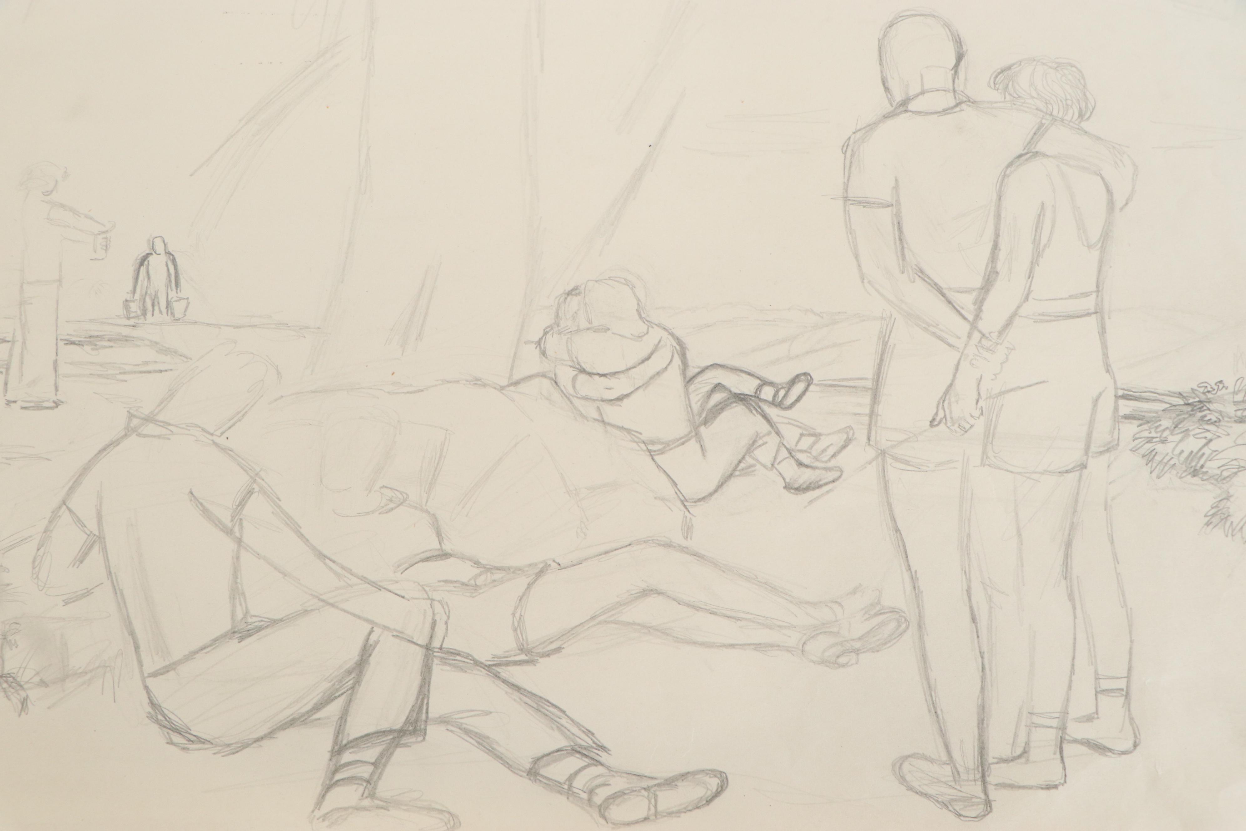 Florence Smithburn Figure Study Drawings, Mid-20th Century