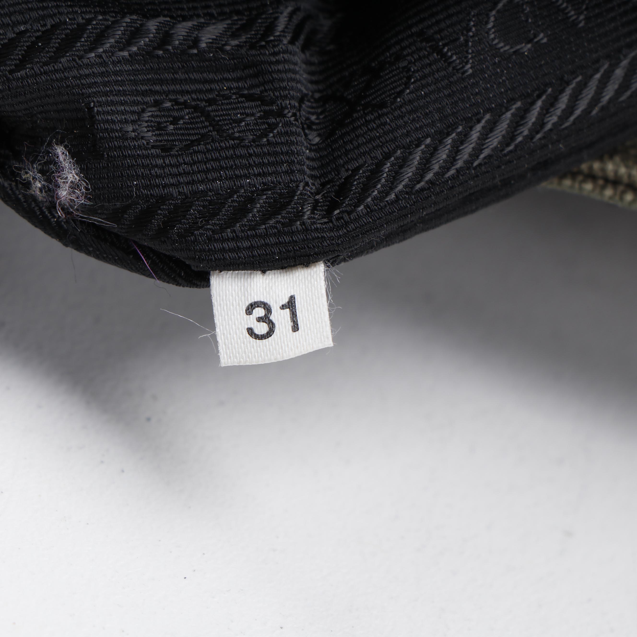 Prada Square Tote in Olive Canvas and Contrast Stitched Black Leather