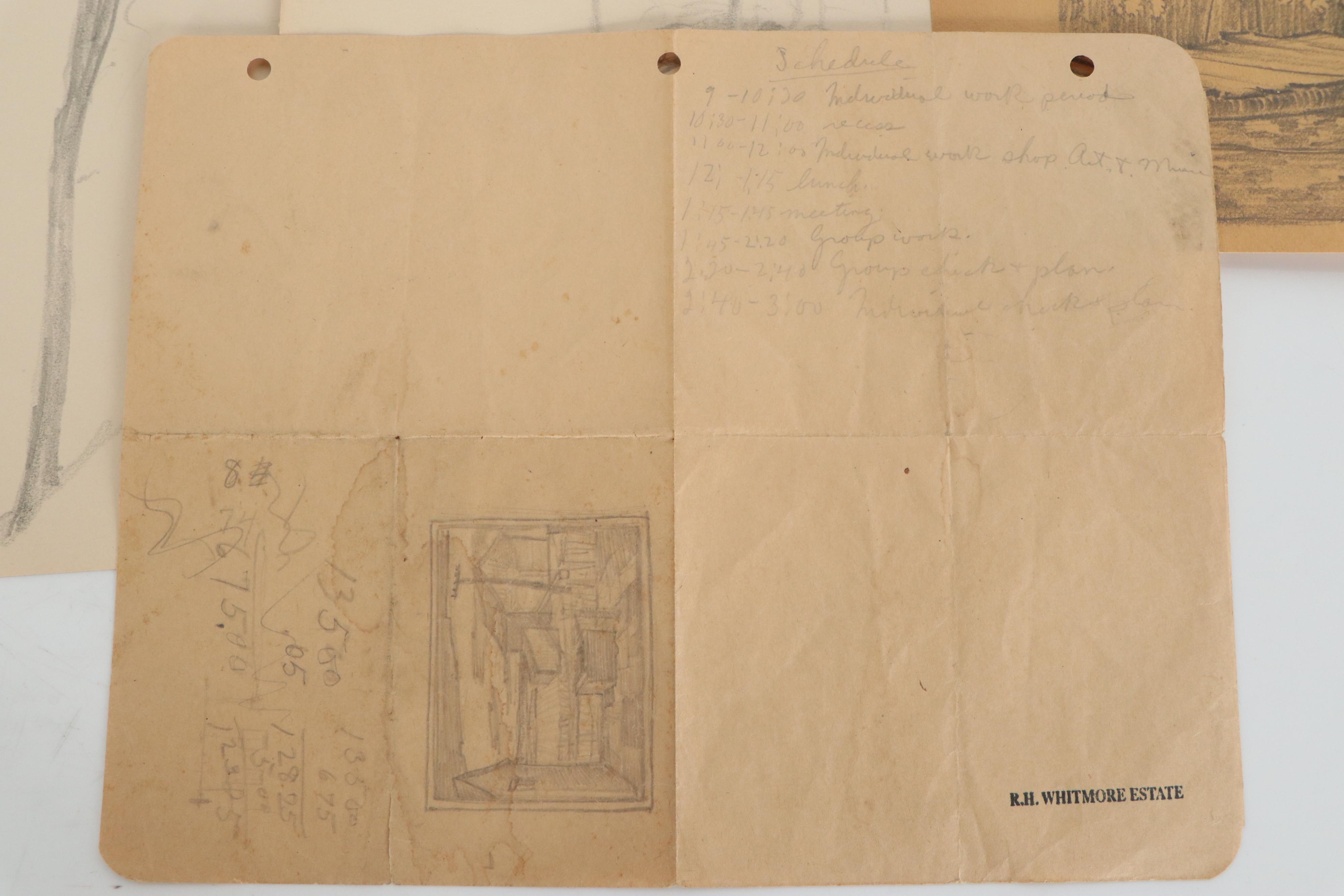 Robert H. Whitmore Graphite Thumbnail Sketches of Landscape and Architecture