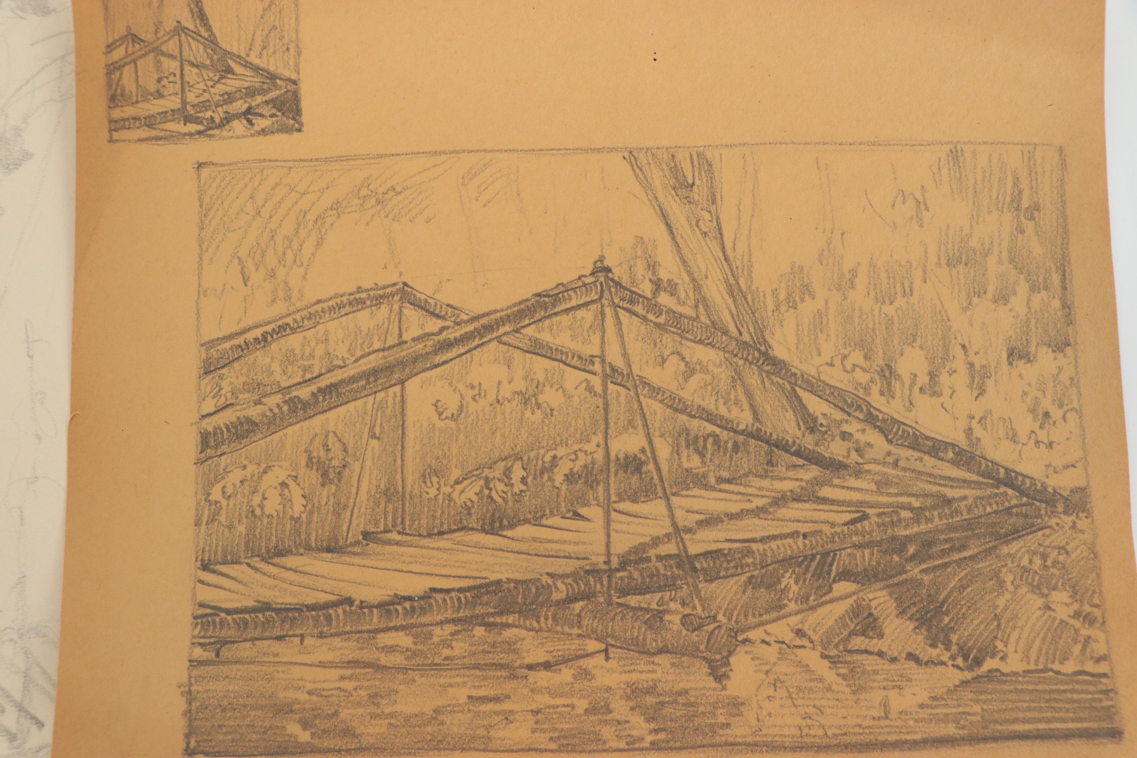 Robert H. Whitmore Graphite Thumbnail Sketches of Landscape and Architecture