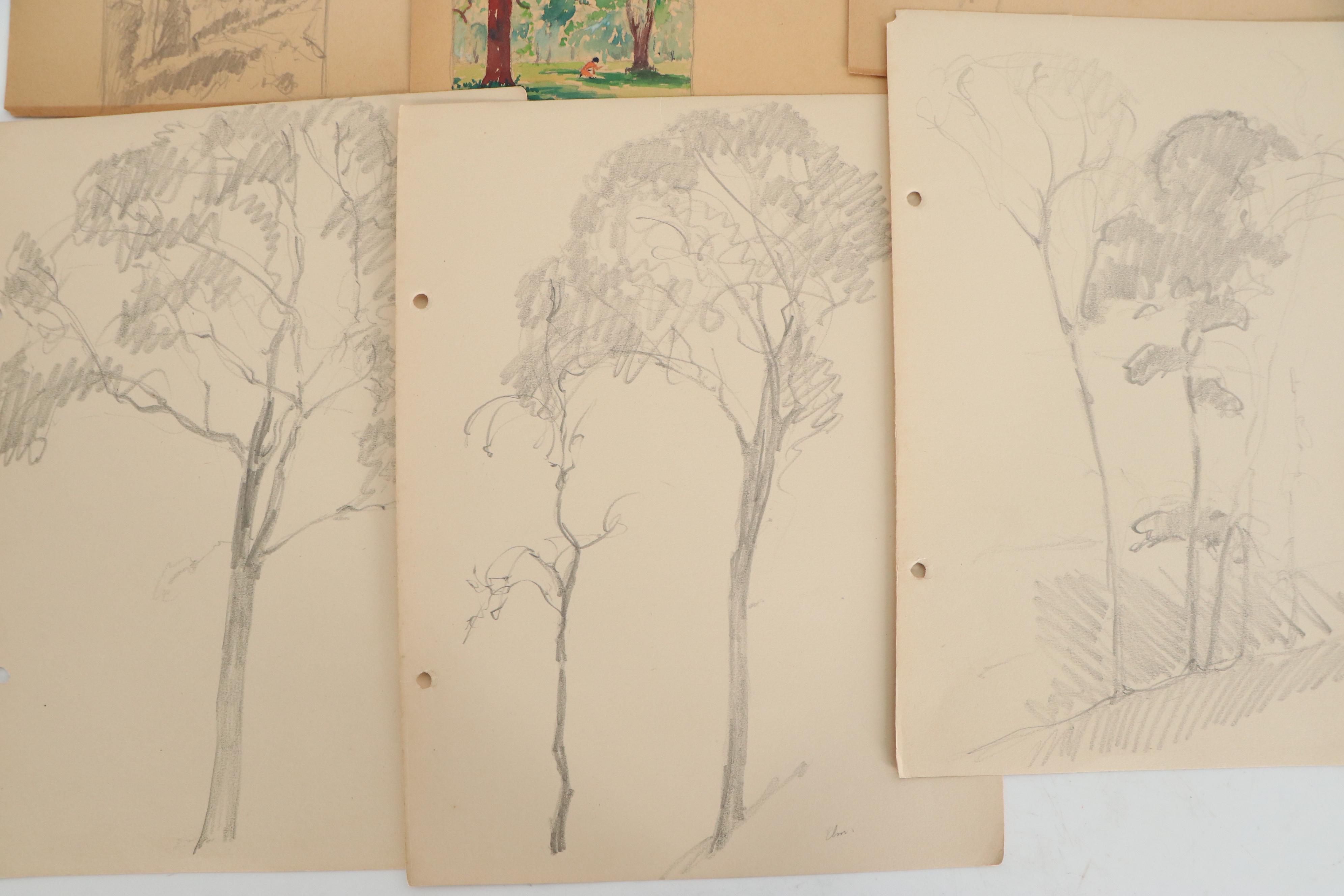 Robert H. Whitmore Graphite Thumbnail Sketches of Landscape and Architecture