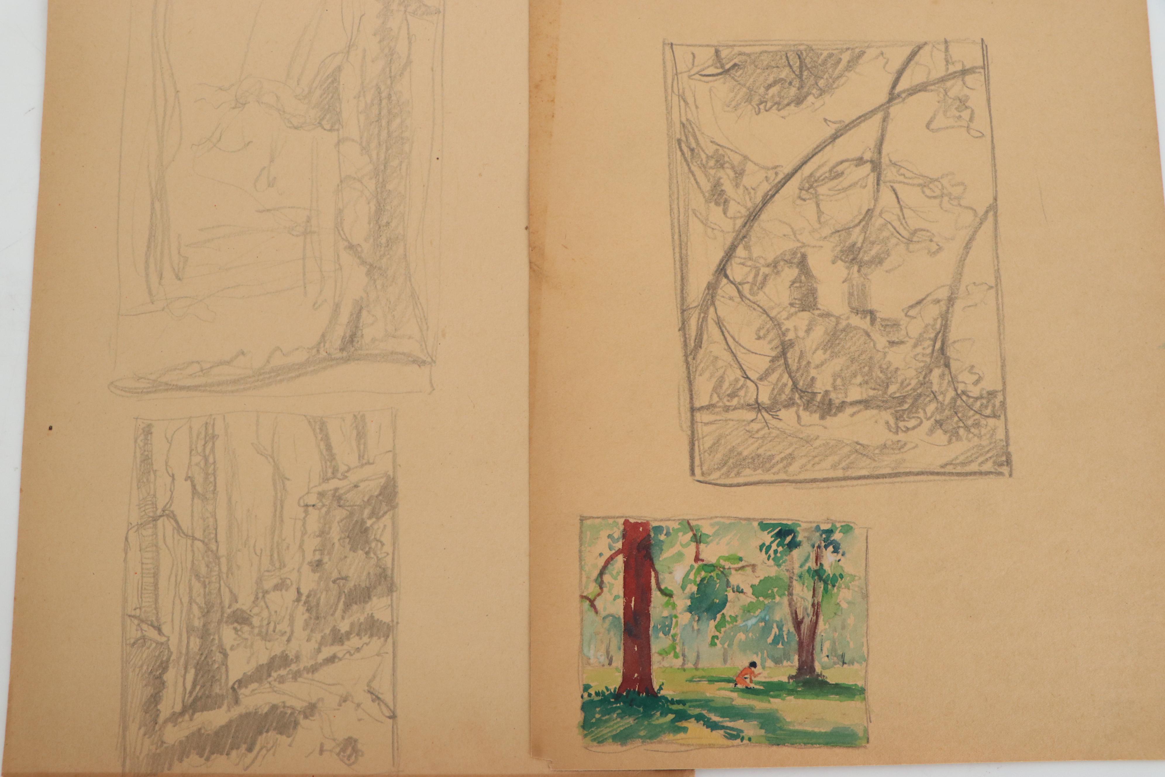 Robert H. Whitmore Graphite Thumbnail Sketches of Landscape and Architecture