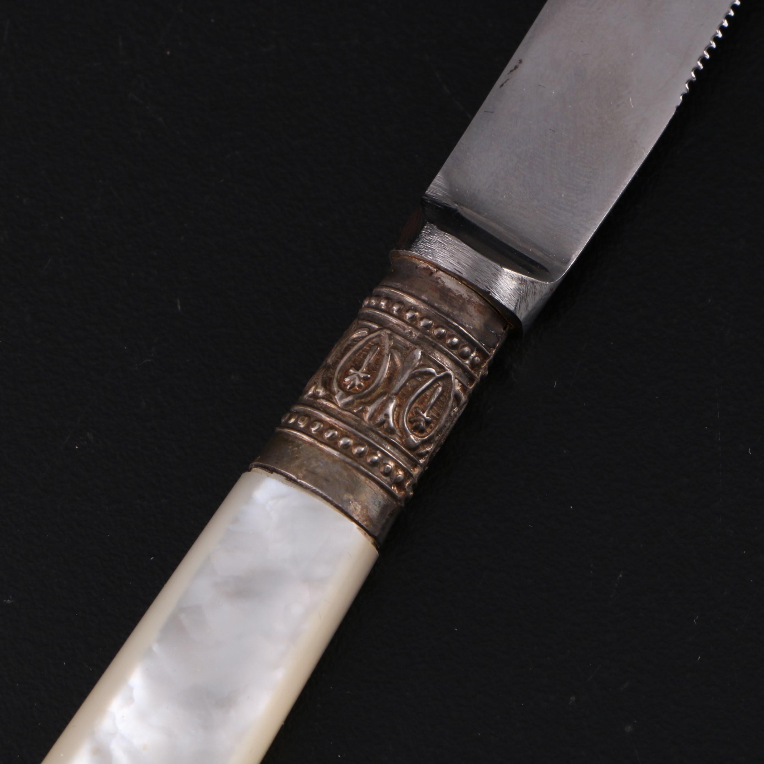 Cromwell Mother of Pearl and Sterling Silver Handled Fruit Knives