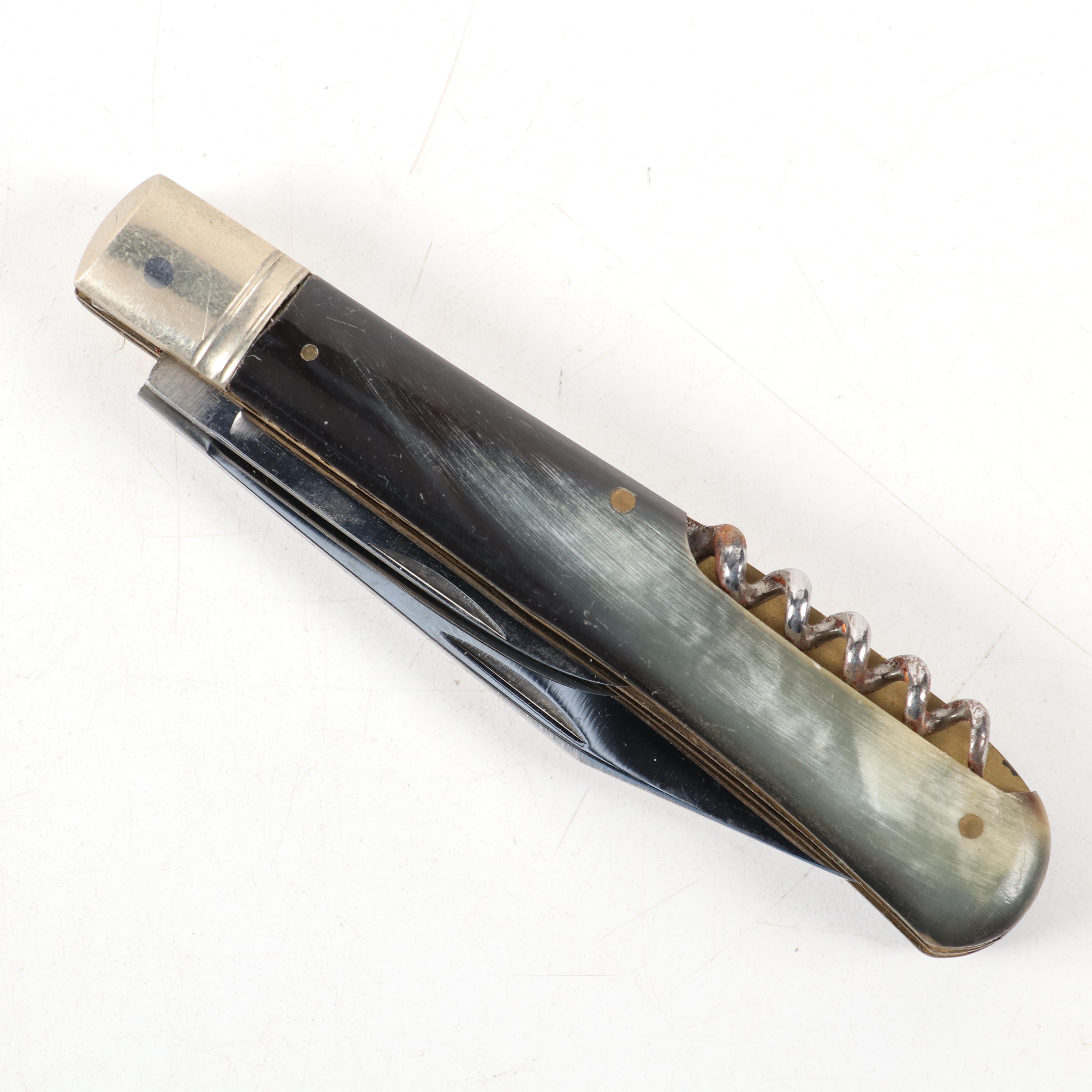 Jowika of Solingen Germany Horn Handle Pocket Knife, Mid-20th Century