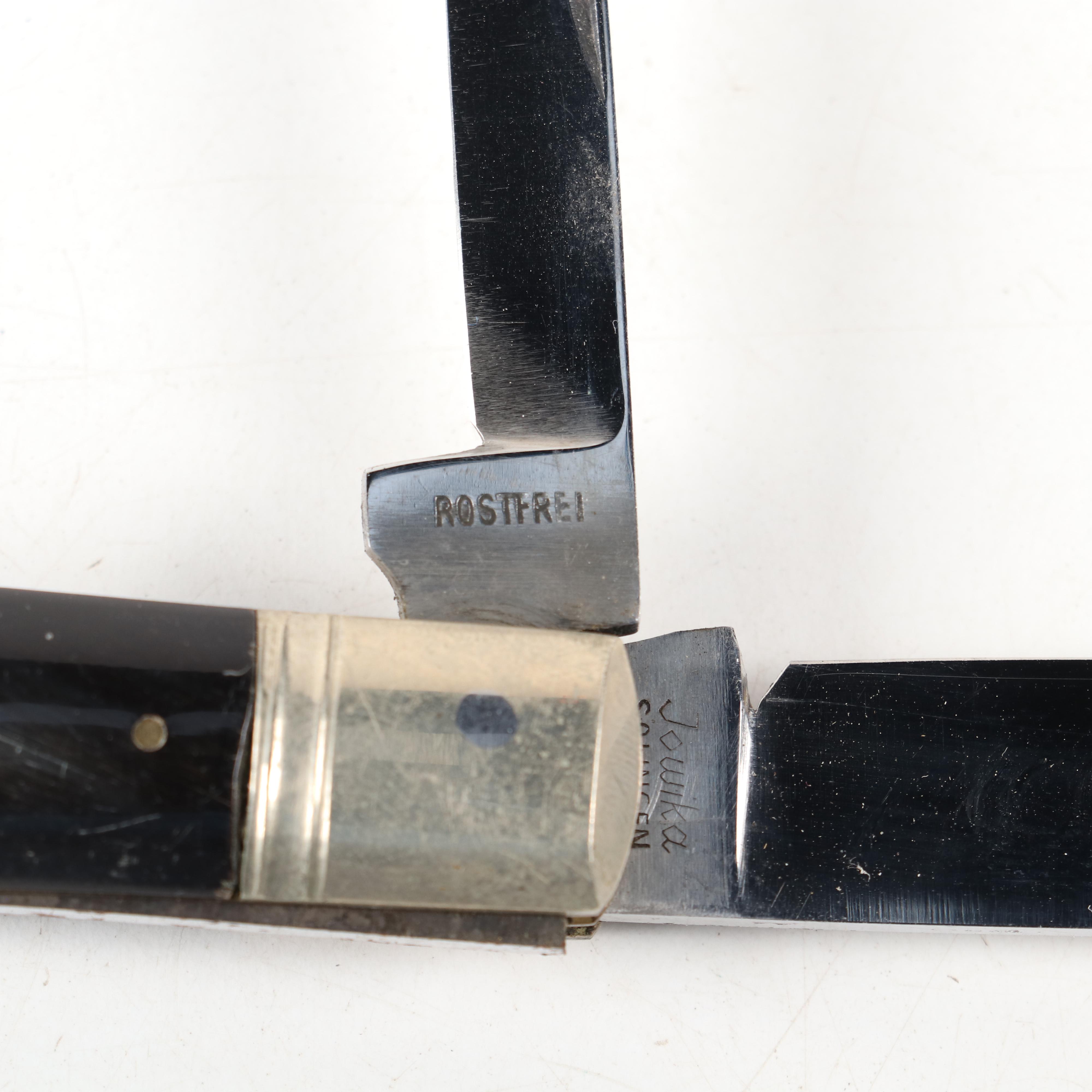 Jowika of Solingen Germany Horn Handle Pocket Knife, Mid-20th Century