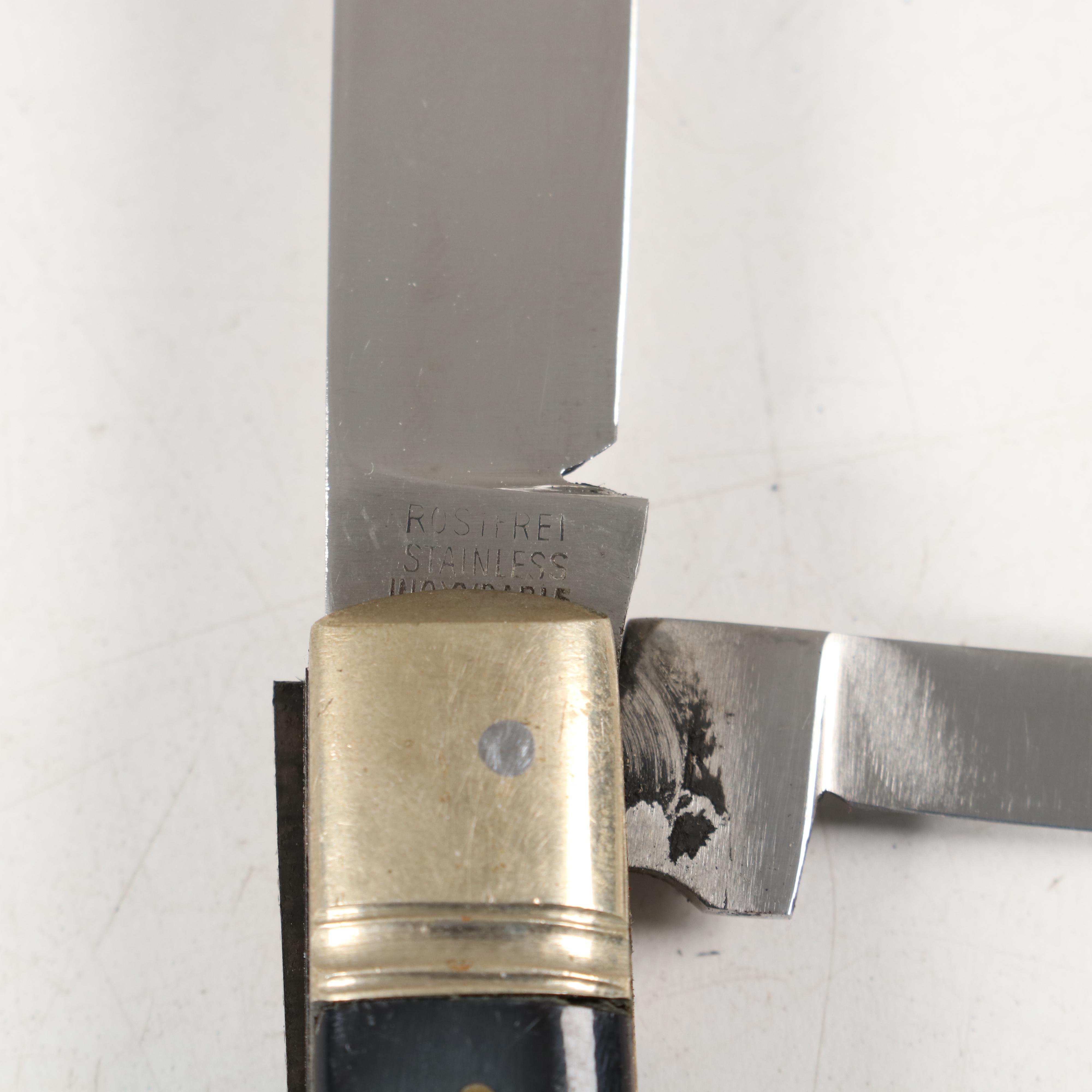 Jowika of Solingen Germany Horn Handle Pocket Knife, Mid-20th Century