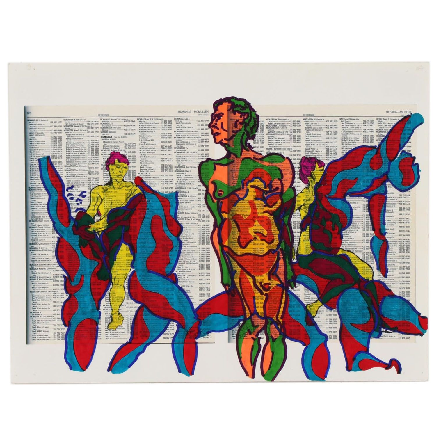 David Grim Marker Drawing of Nude Figural Studies, 21st Century