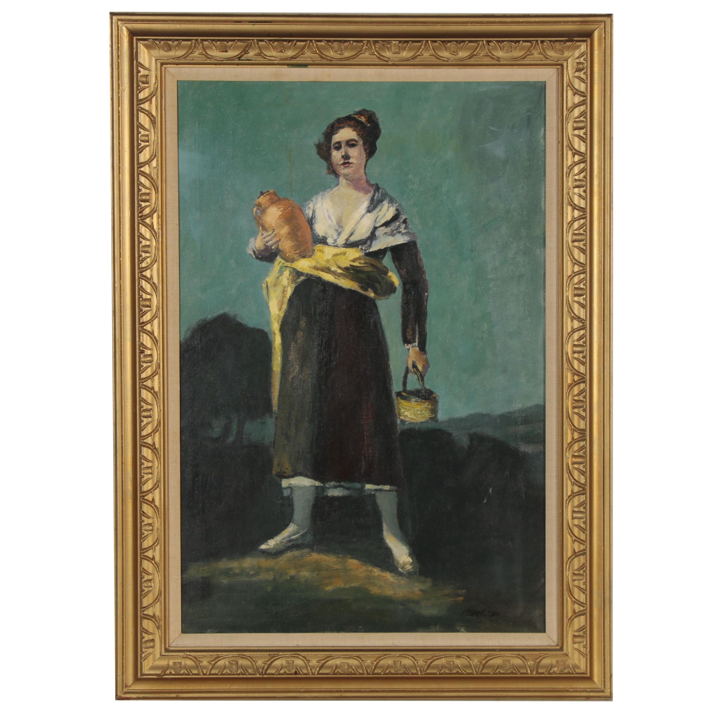 Oil Painting after Francisco de Goya "Girl with a Jug (Aguadora)"