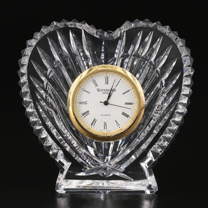 Waterford Crystal Heart Shaped Desk Clock