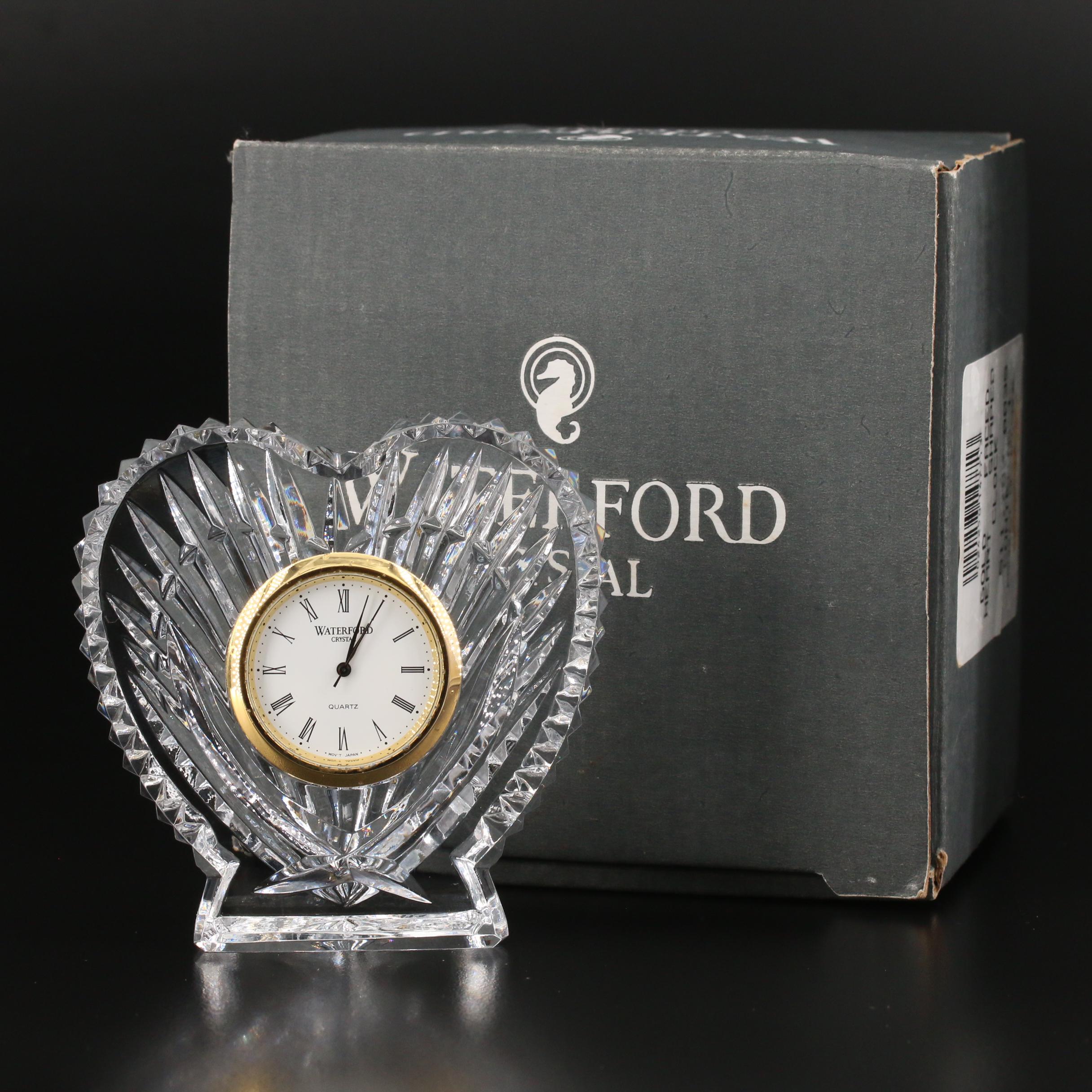 Waterford Crystal Heart Shaped Desk Clock