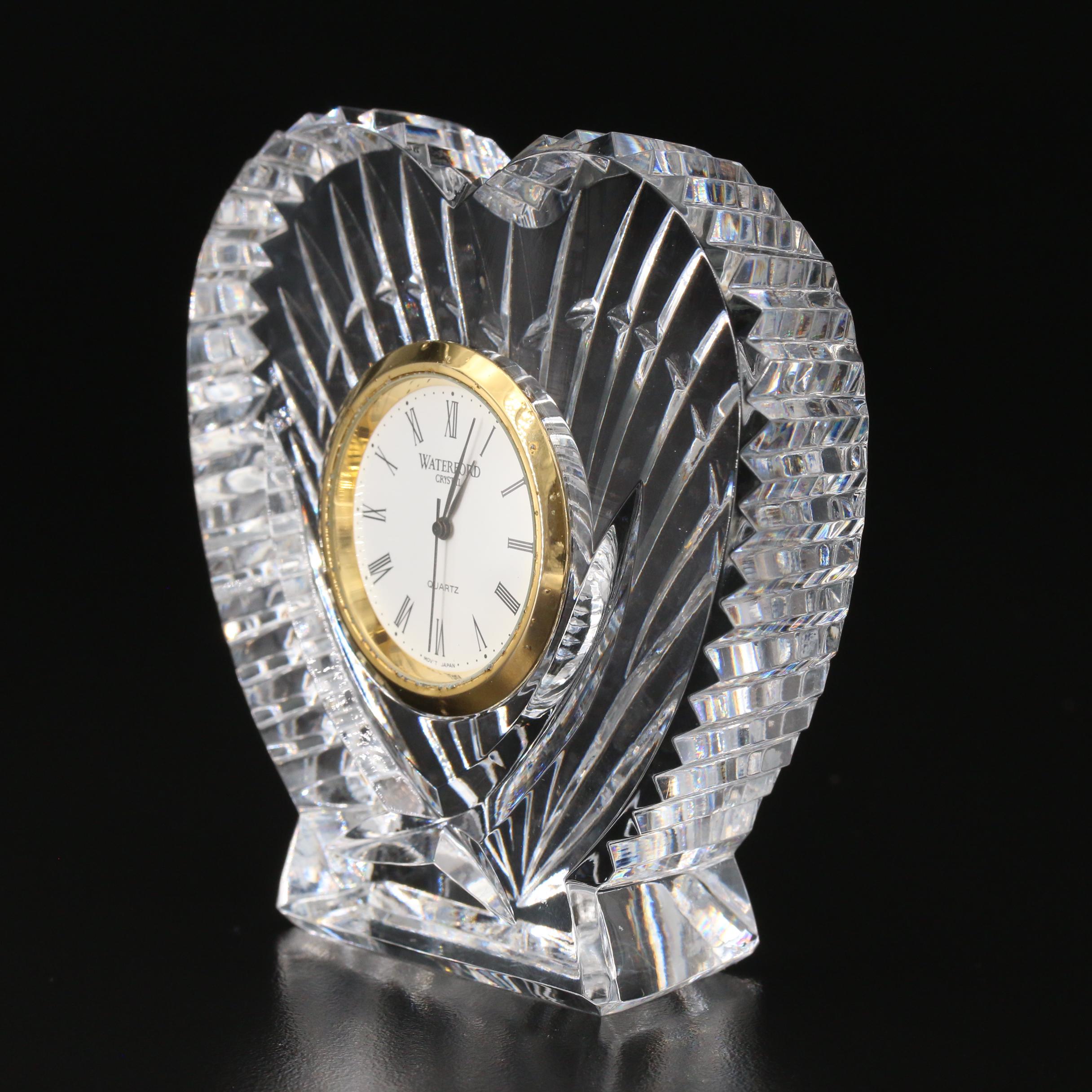 Waterford Crystal Heart Shaped Desk Clock