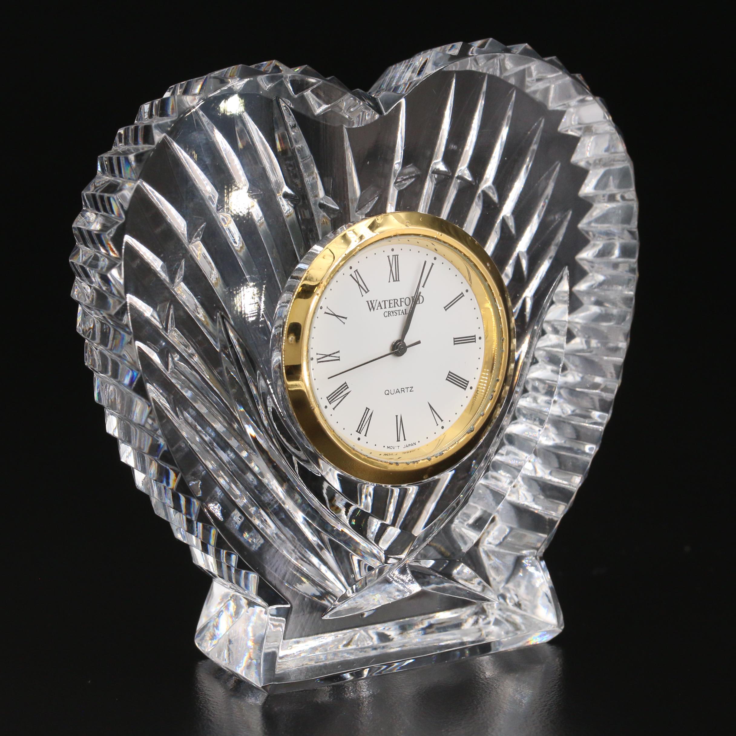 Waterford Crystal Heart Shaped Desk Clock