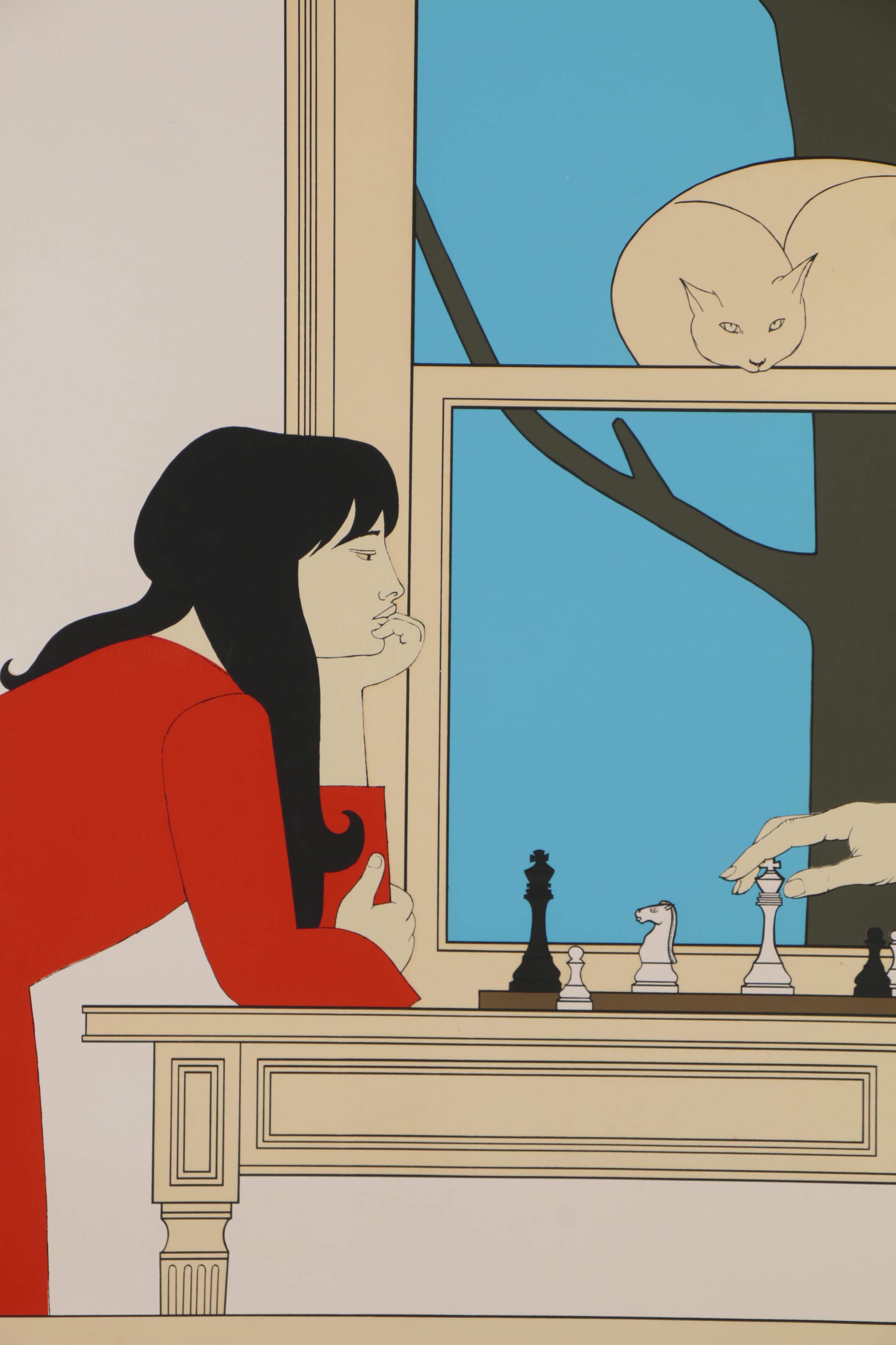 Serigraph Poster after Will Barnet of Chess Match, Late 20th Century